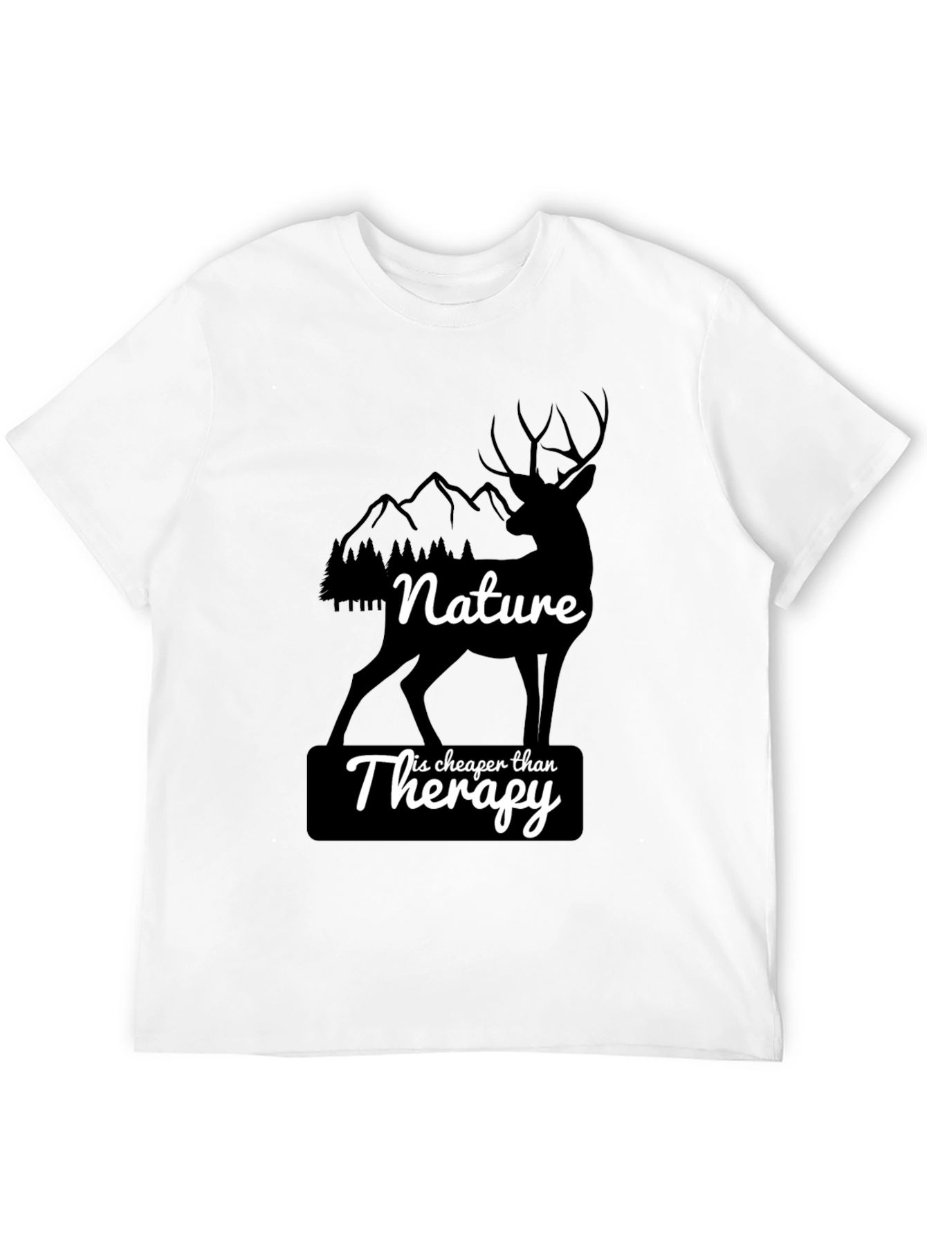 Nature Therapy T-Shirt - Deer and Mountain Design