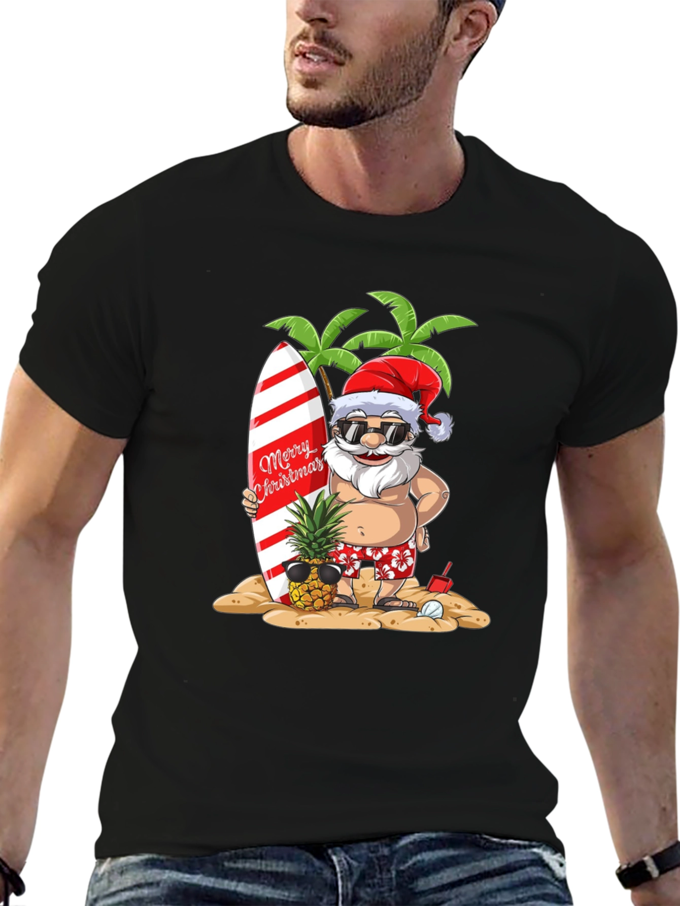 Tropical Santa Christmas T-Shirt