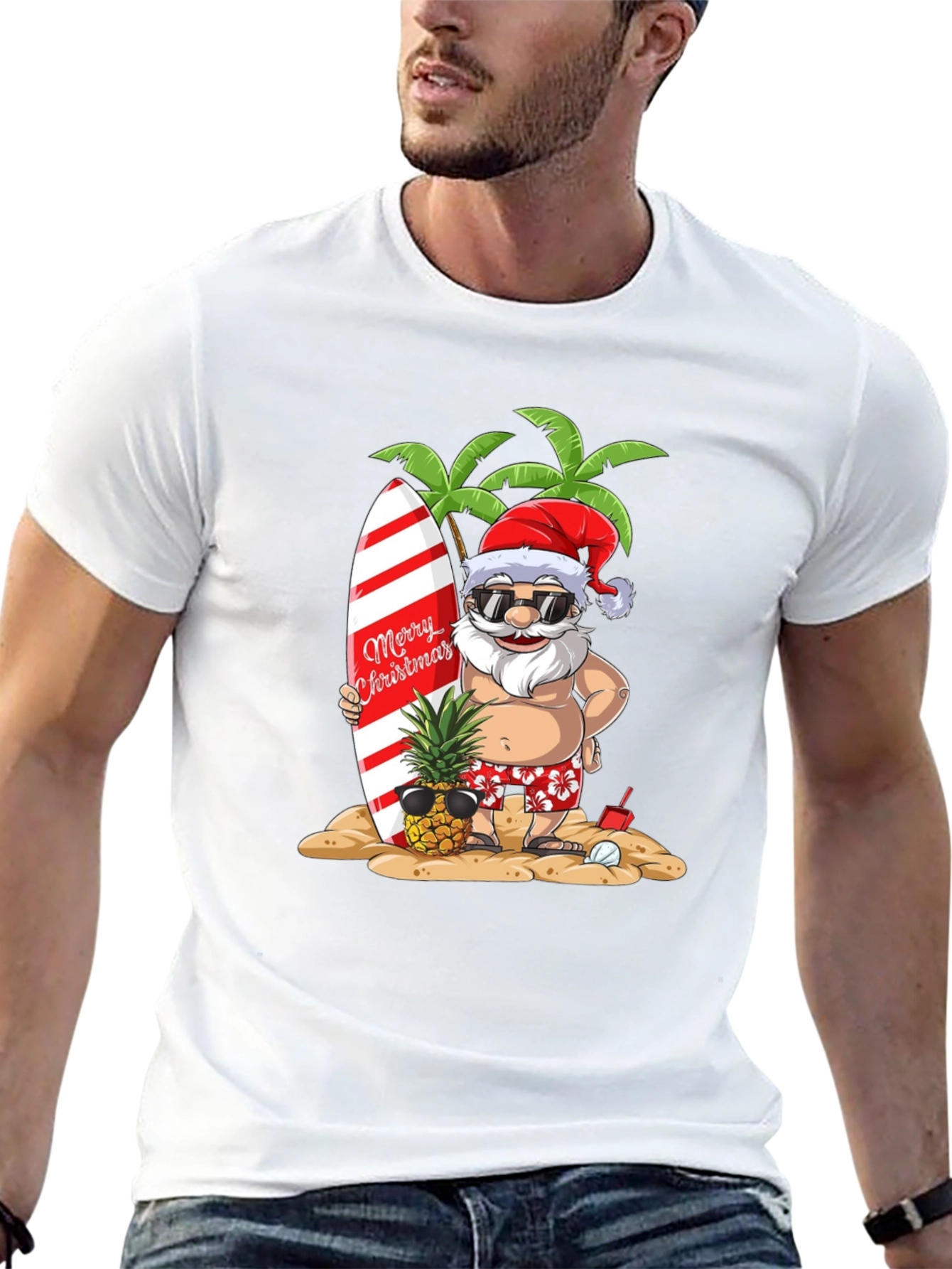 Tropical Santa Christmas T-Shirt