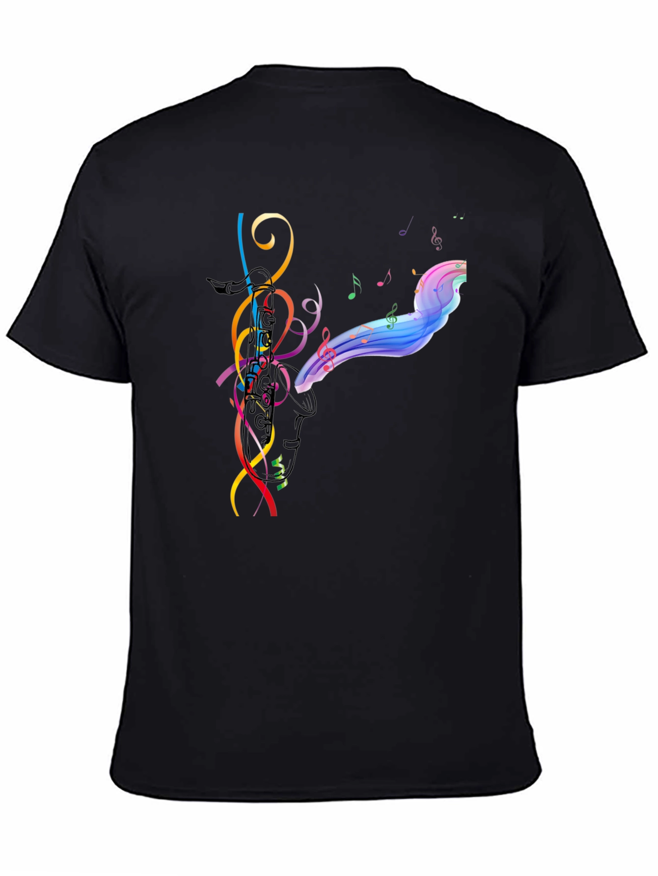 Musical Notes Graphic Black T-Shirt