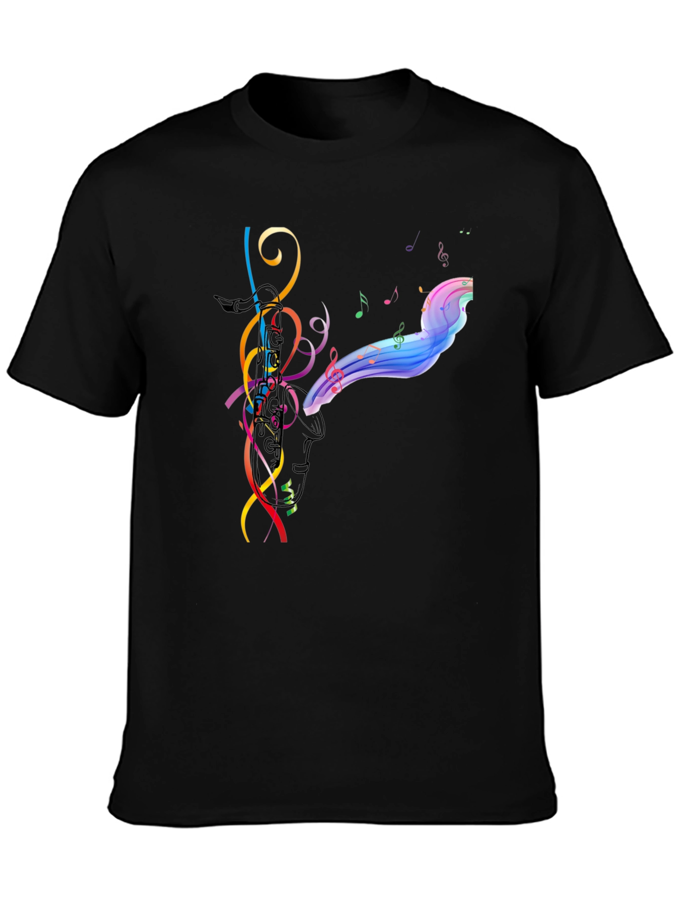 Musical Notes Graphic Black T-Shirt
