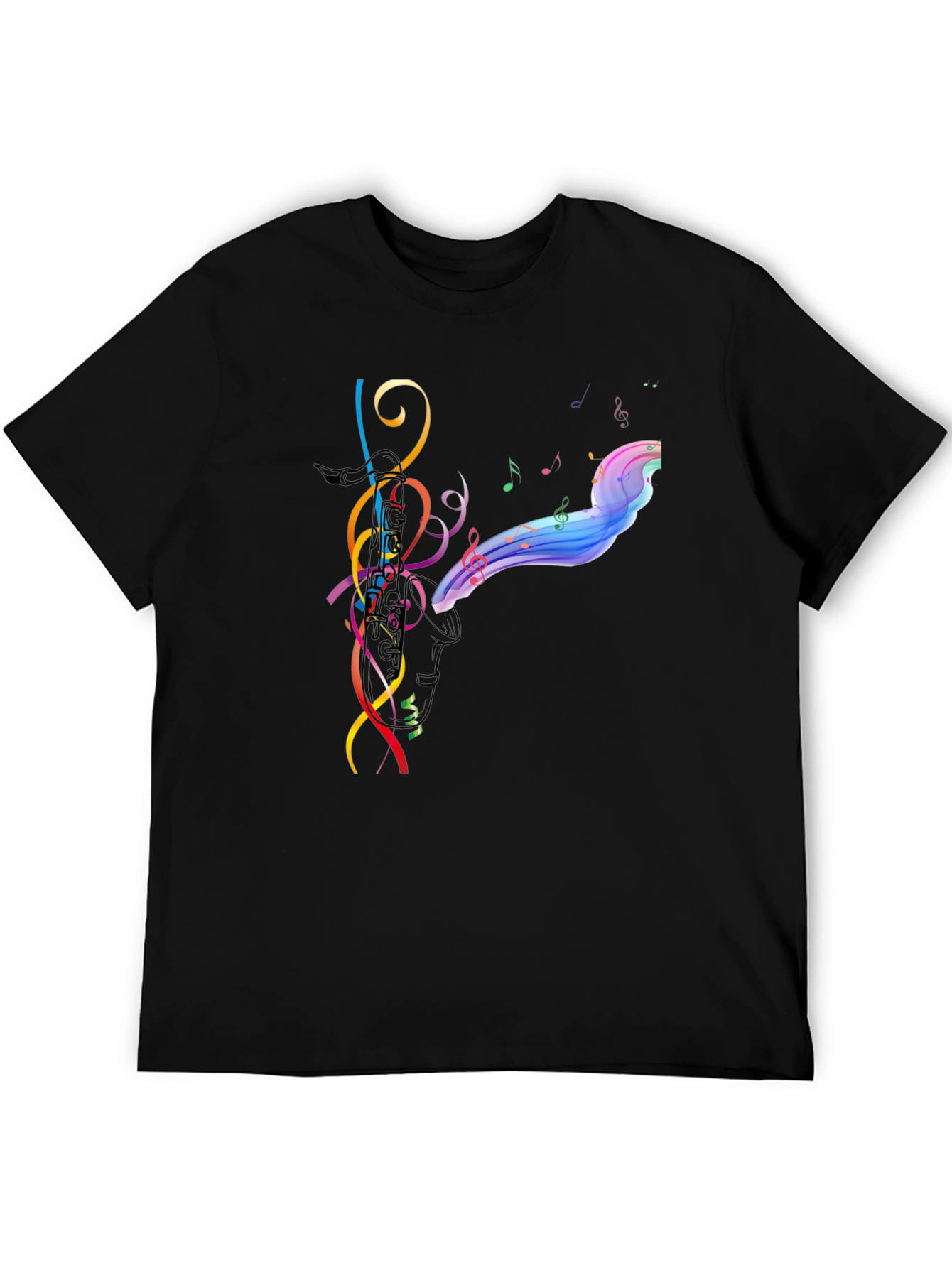 Musical Notes Graphic Black T-Shirt