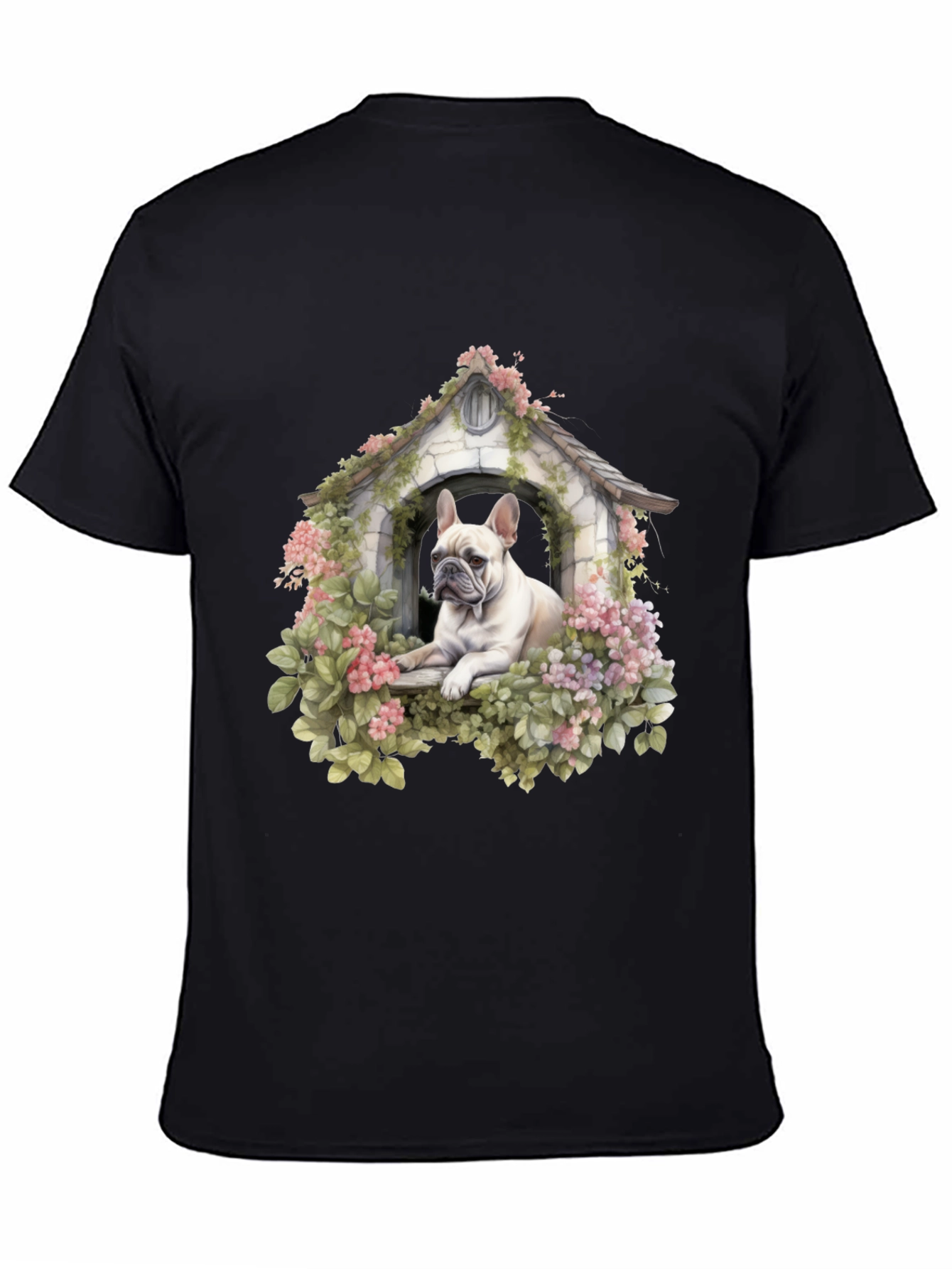 Floral Bulldog Dog House T-Shirt – Artistic Dog Lover Tee
