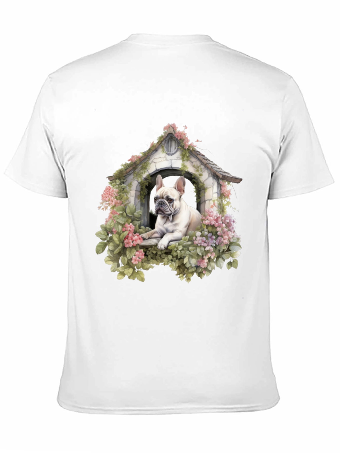 Floral Bulldog Dog House T-Shirt – Artistic Dog Lover Tee