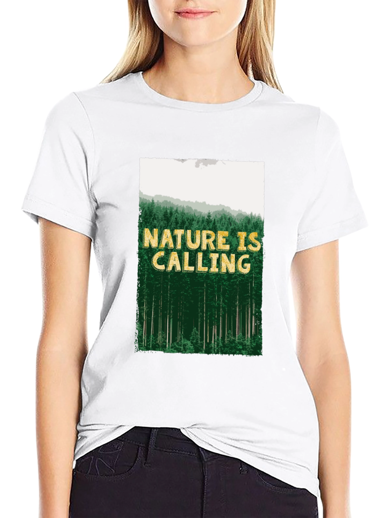 Nature is Calling Mens Black Graphic Tee