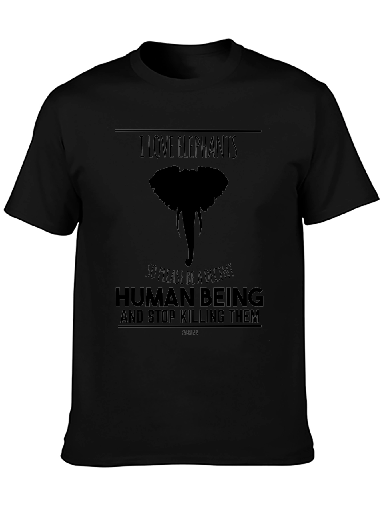I Love Elephants Graphic T-Shirt - Black