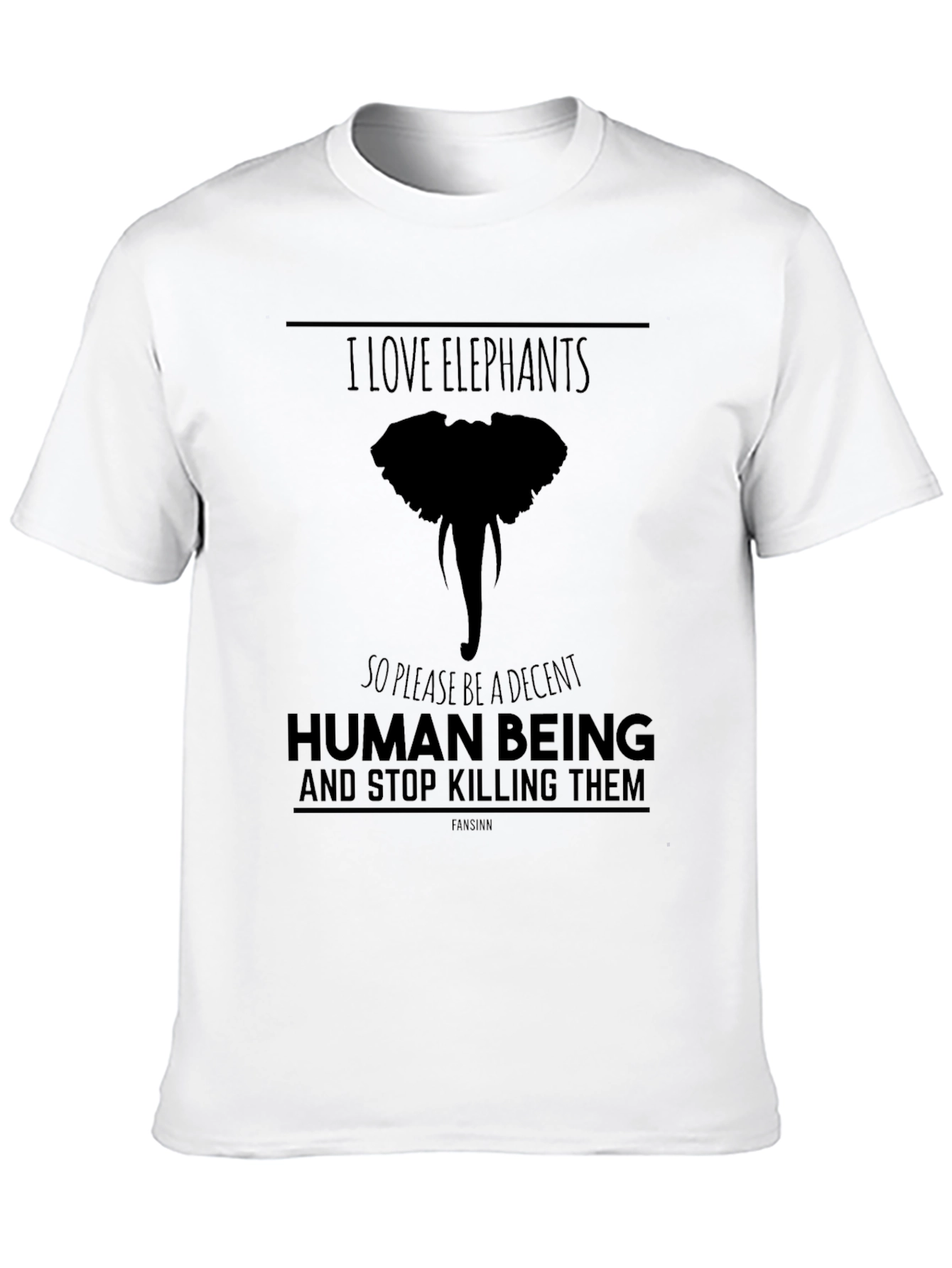 I Love Elephants Graphic T-Shirt - Black