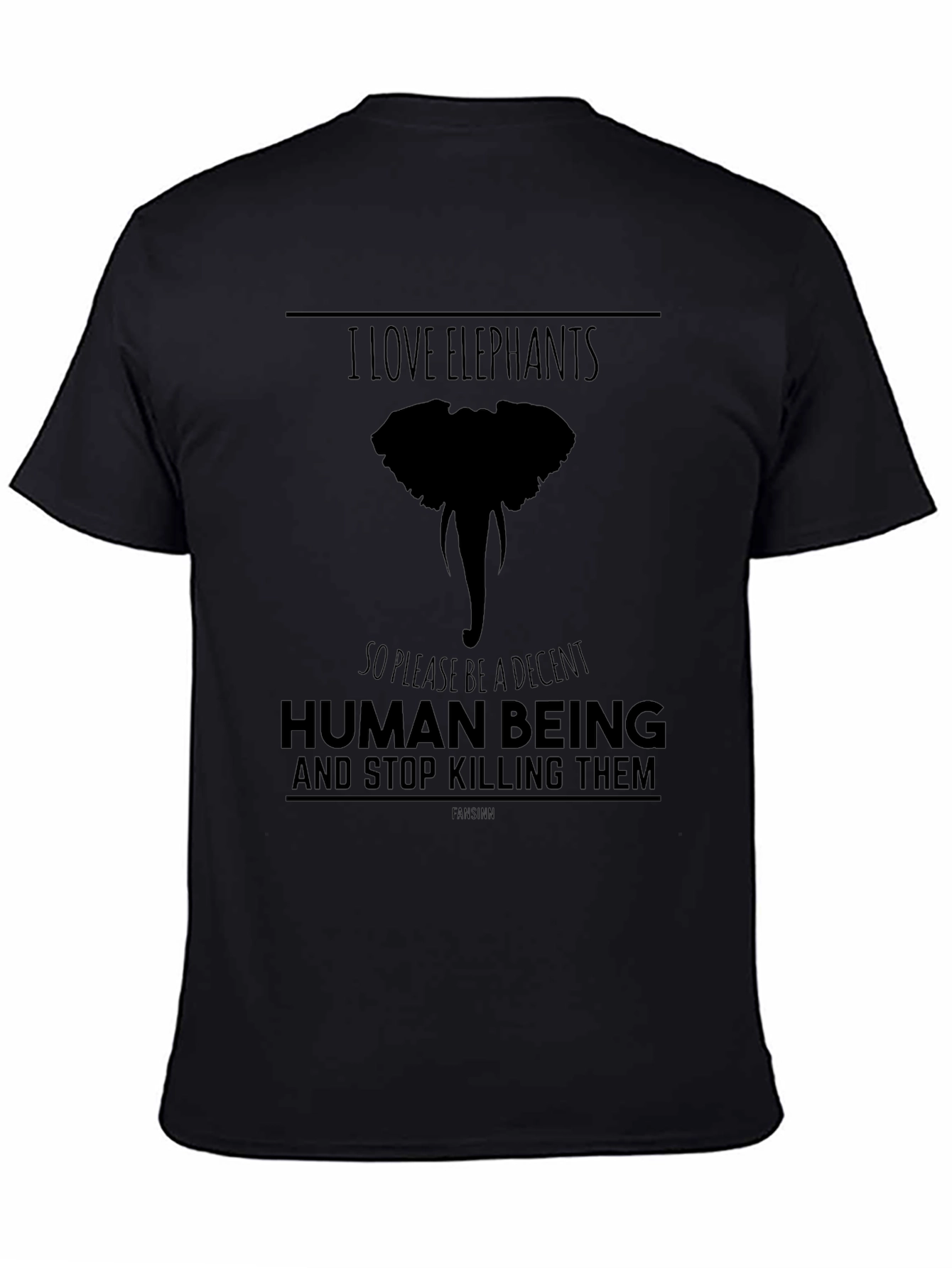 I Love Elephants Graphic T-Shirt - Black