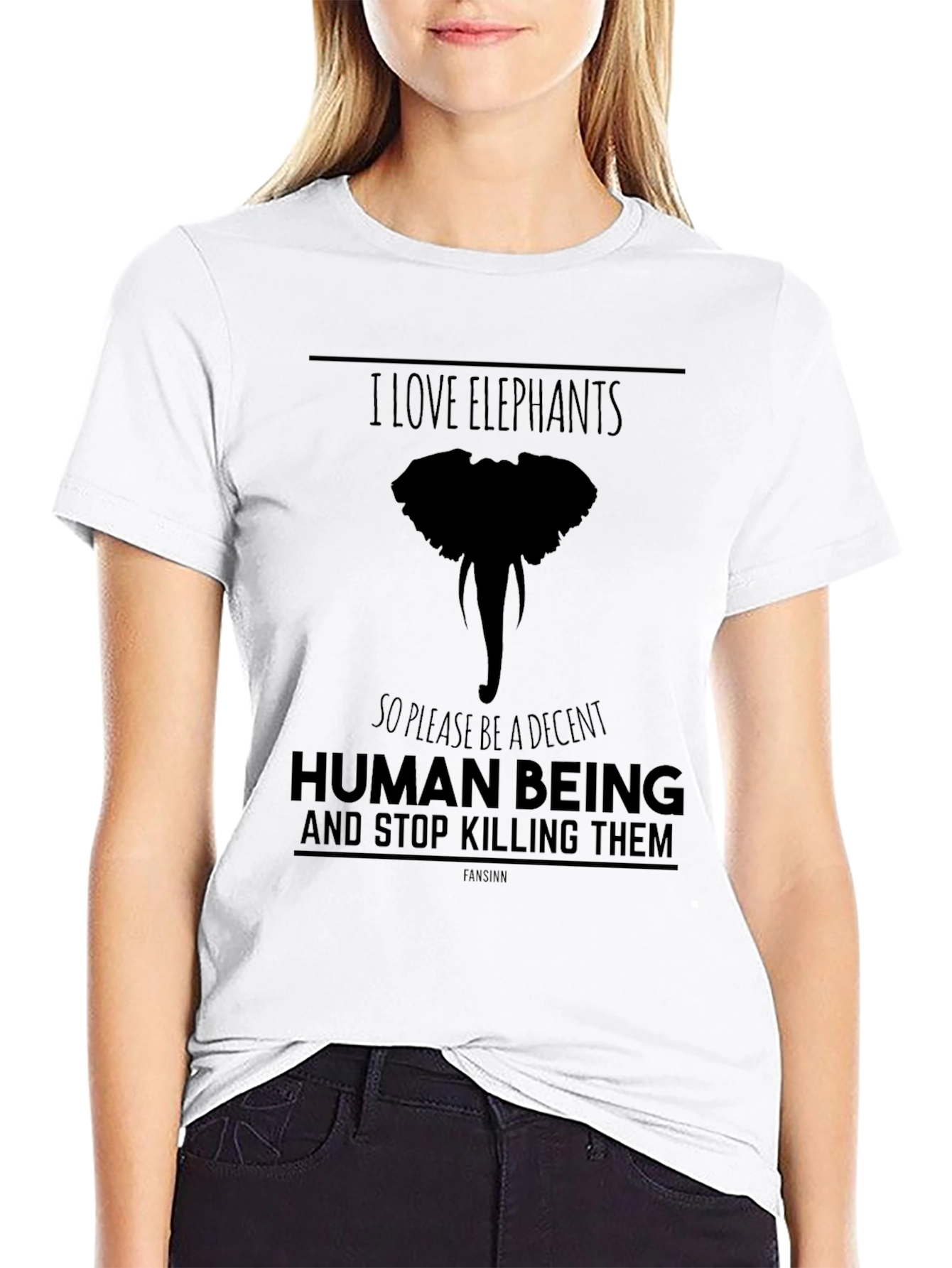 I Love Elephants Graphic T-Shirt - Black