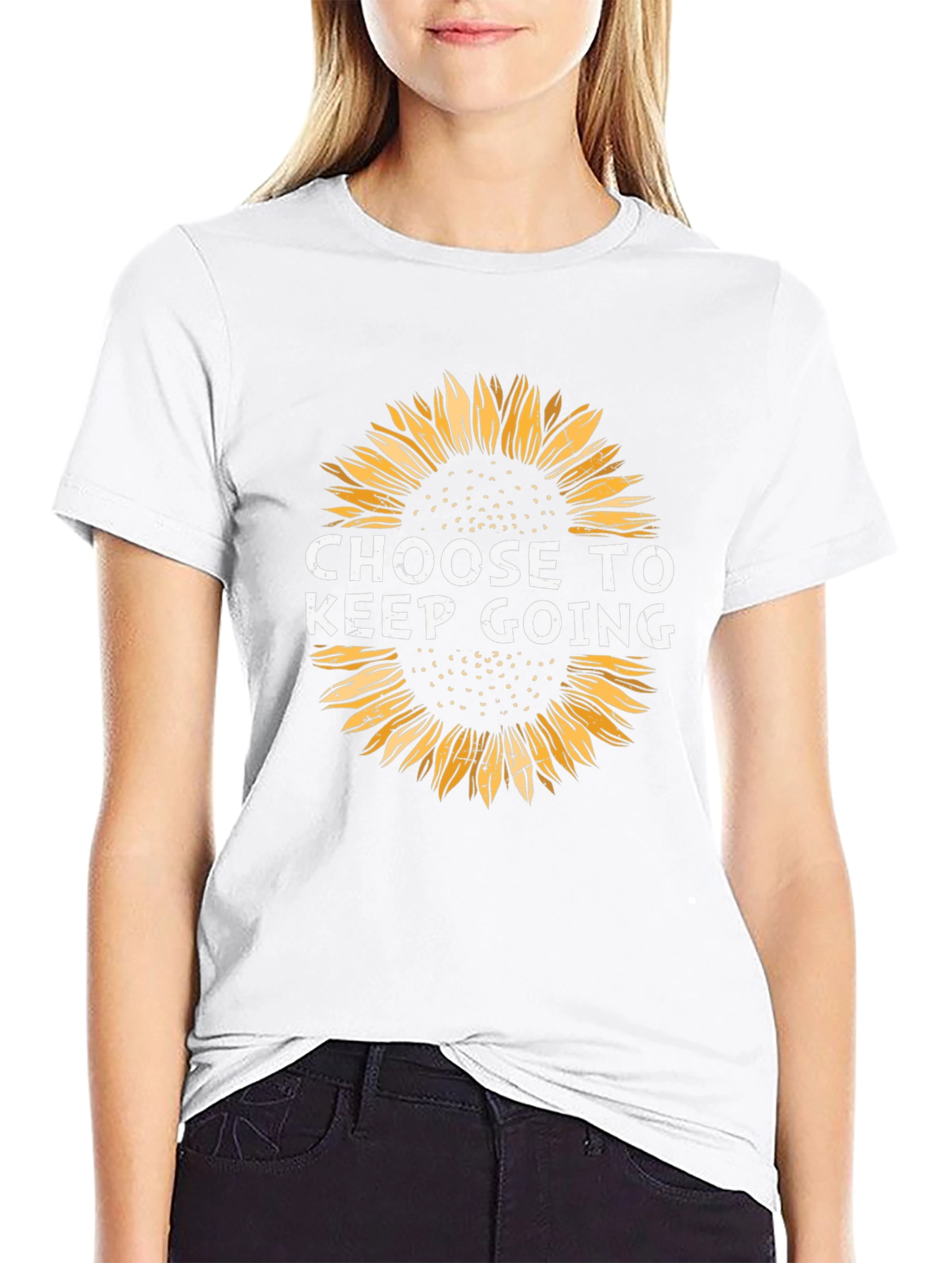 Choose to Keep Going Sunflower Black T-Shirt