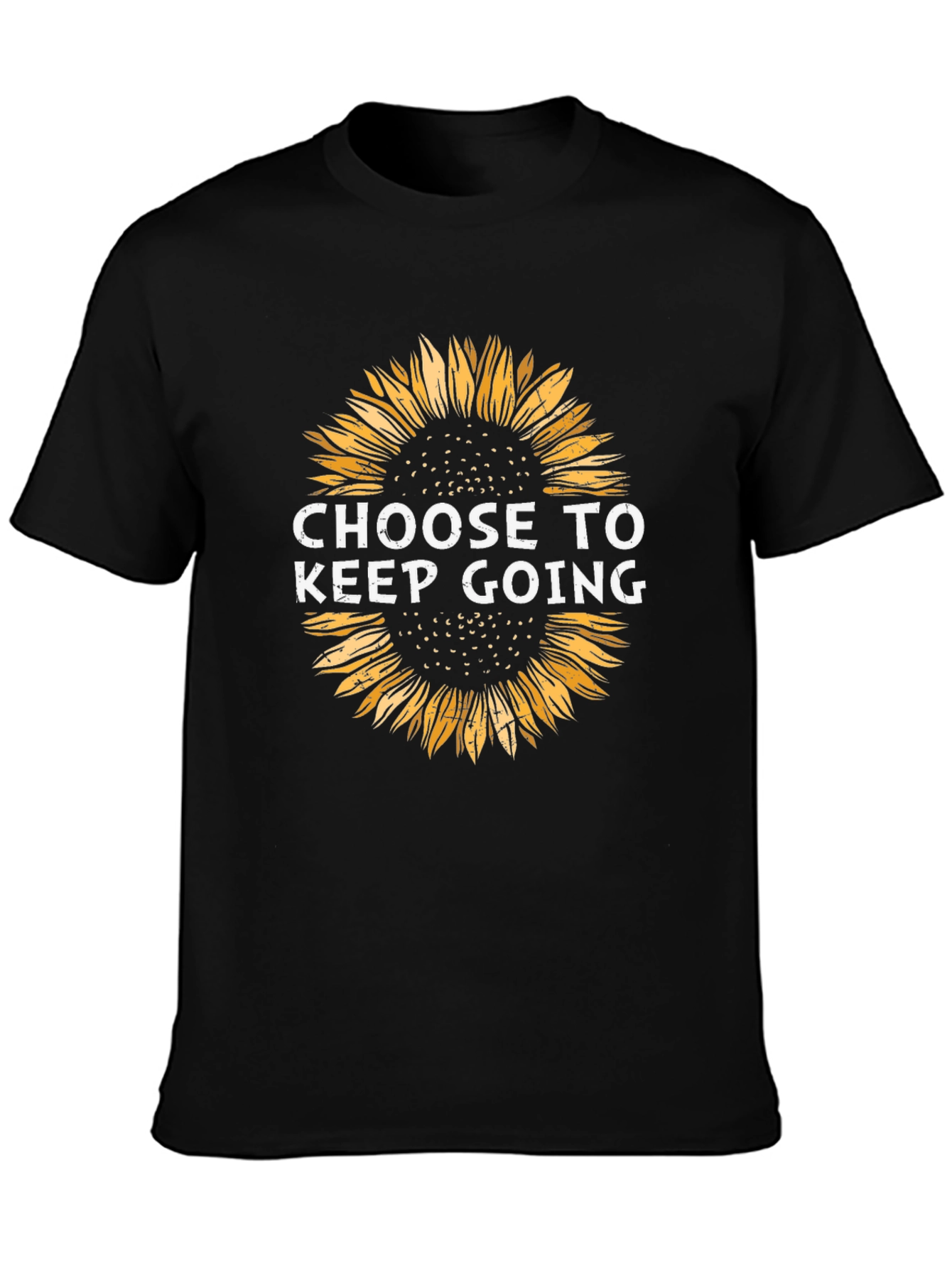 Choose to Keep Going Sunflower Black T-Shirt