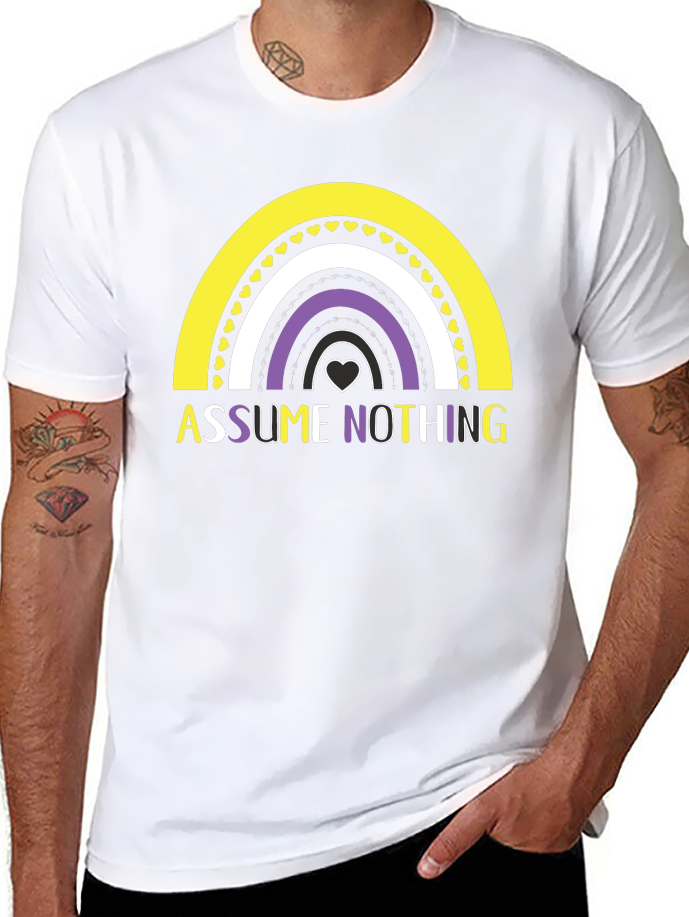 Assume Nothing Nonbinary Pride Rainbow T-Shirt