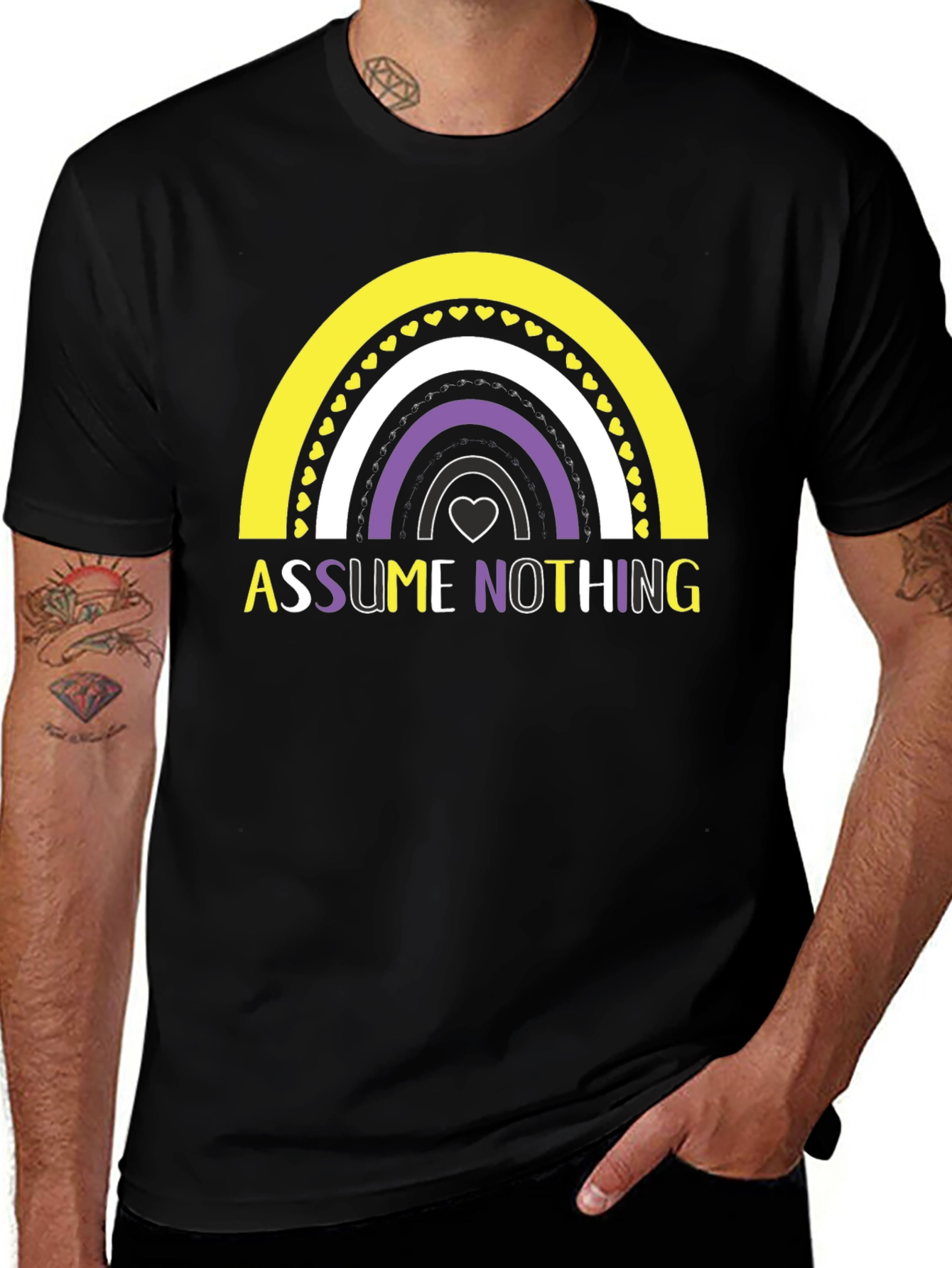 Assume Nothing Nonbinary Pride Rainbow T-Shirt