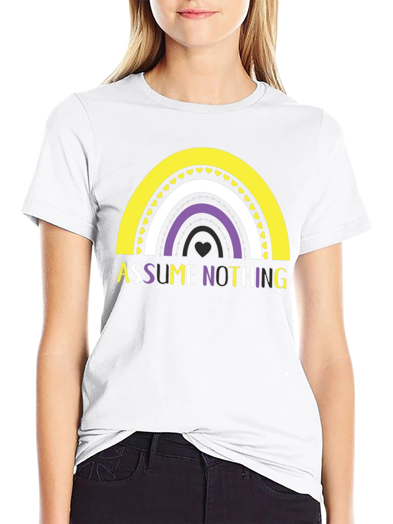 Assume Nothing Nonbinary Pride Rainbow T-Shirt