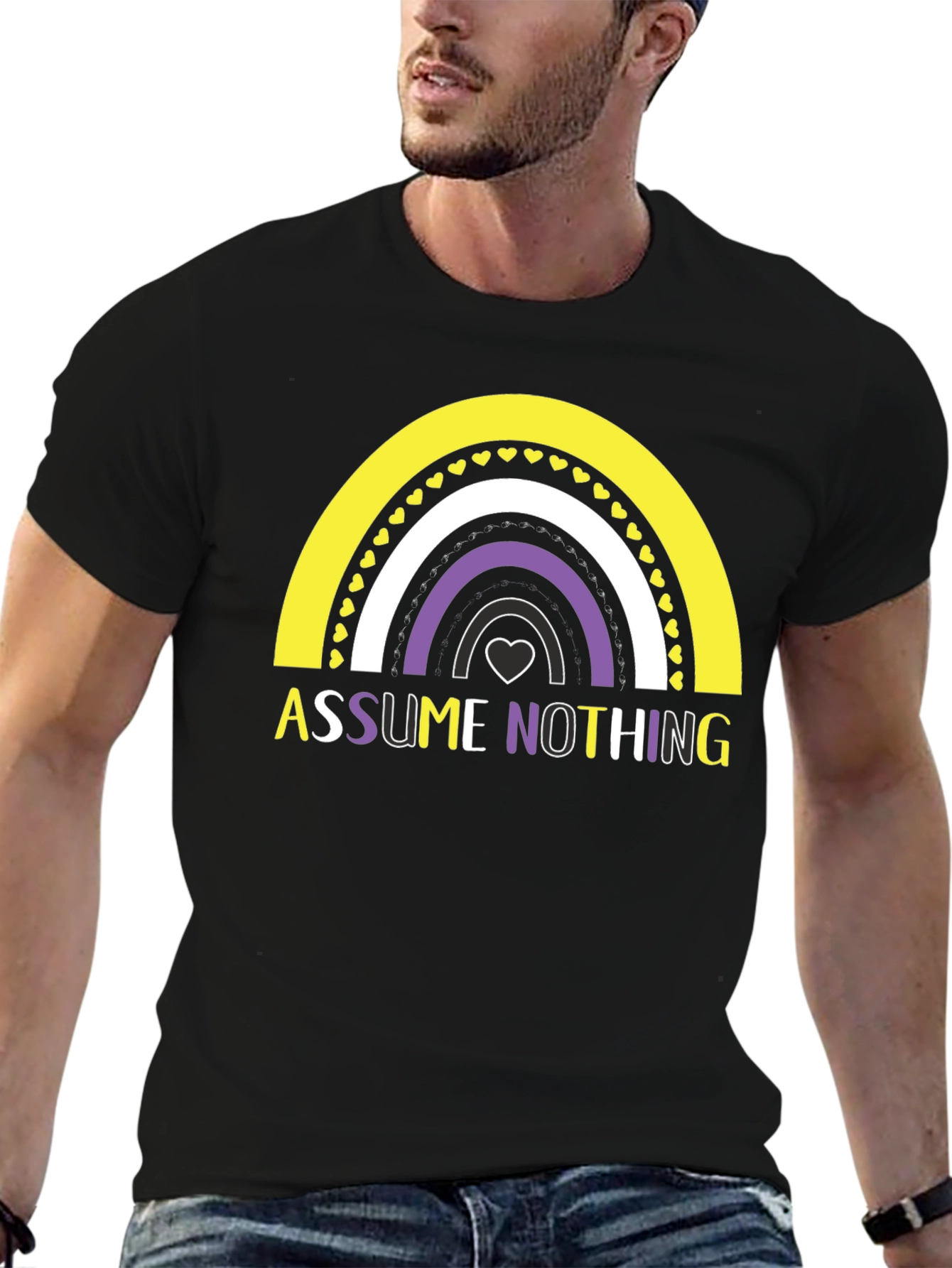Assume Nothing Nonbinary Pride Rainbow T-Shirt