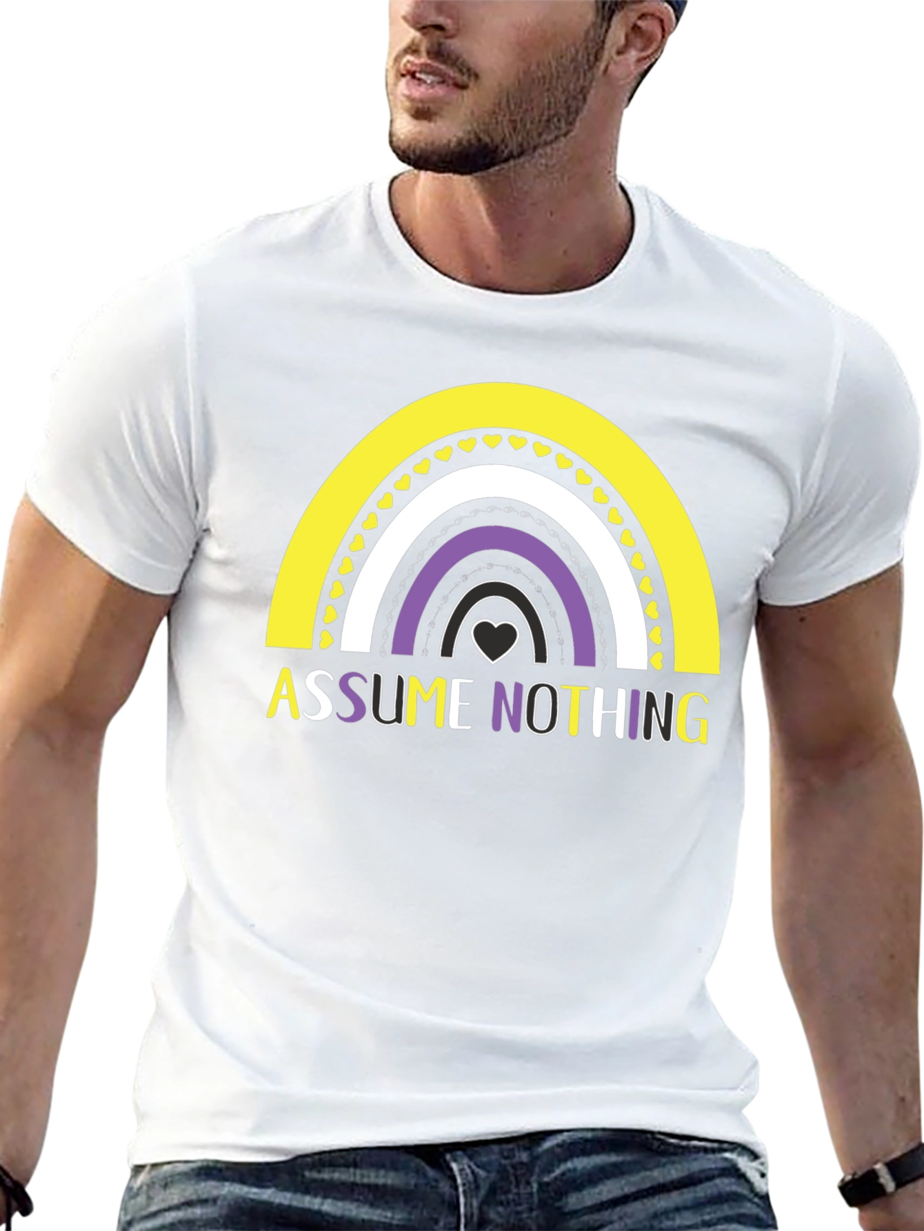 Assume Nothing Nonbinary Pride Rainbow T-Shirt