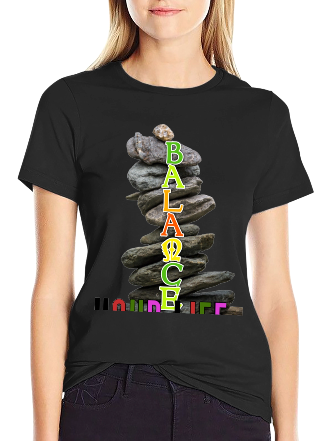 Balance Your Life T-Shirt Zen Stacked Stone Design