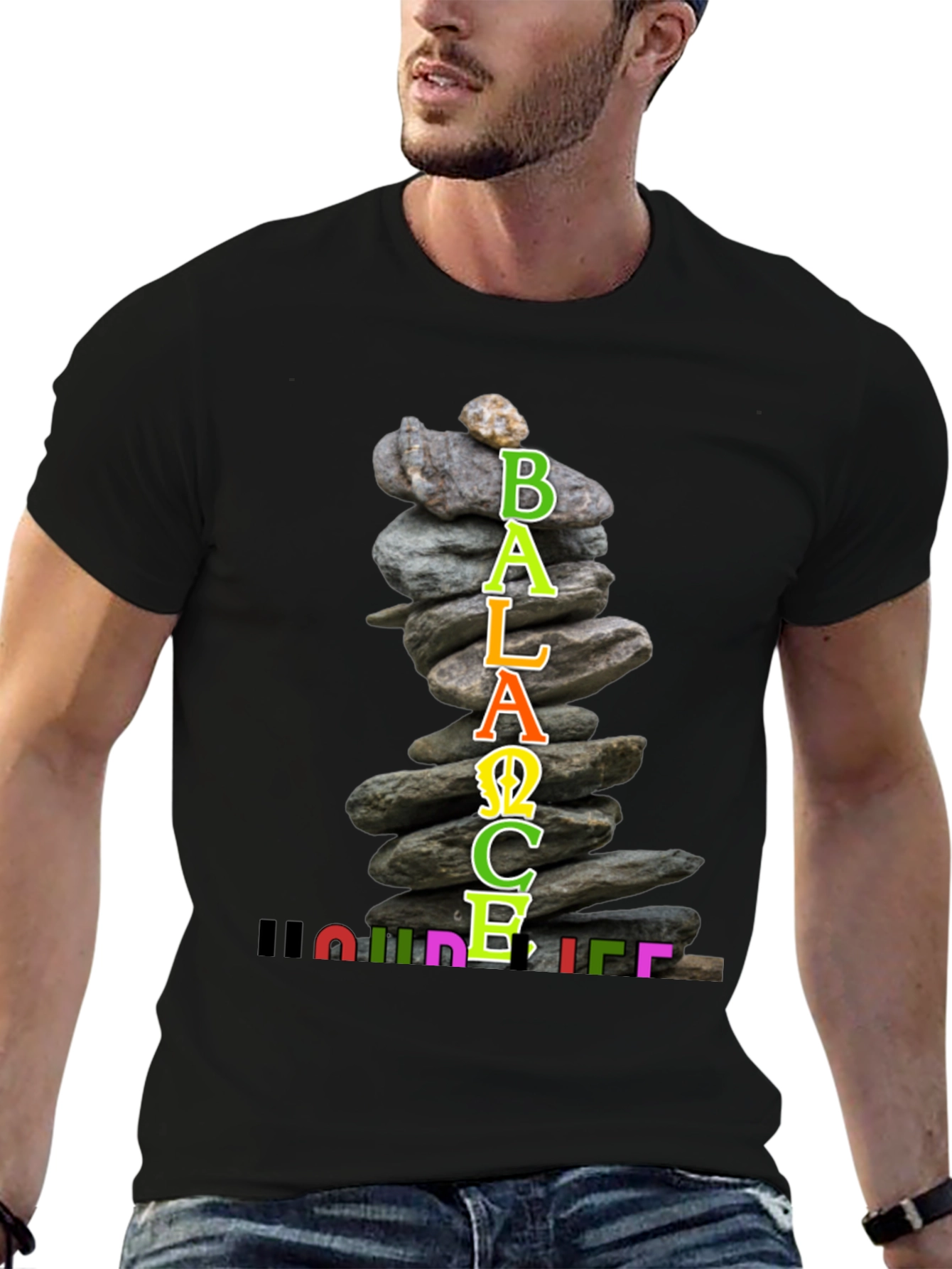 Balance Your Life T-Shirt Zen Stacked Stone Design