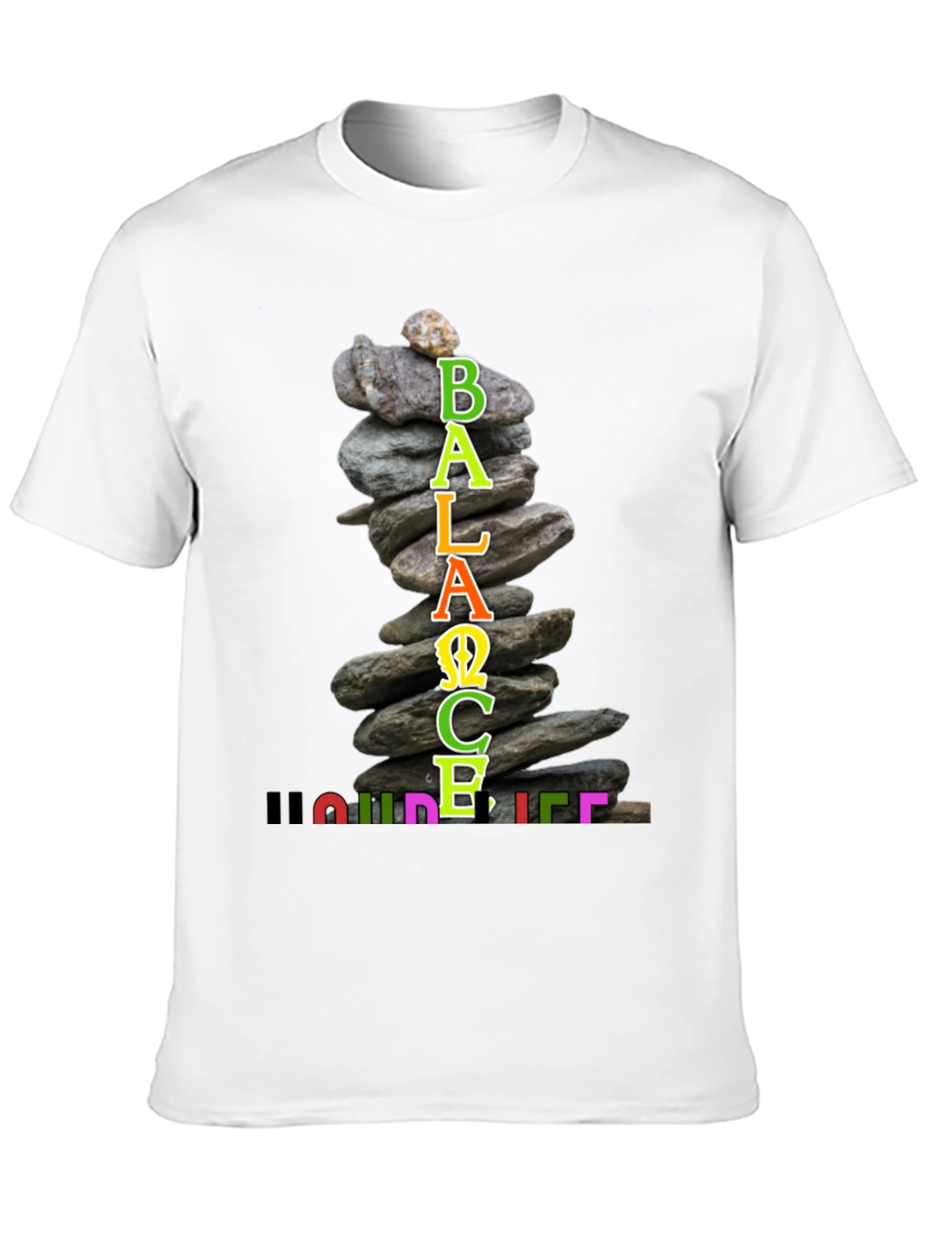 Balance Your Life T-Shirt Zen Stacked Stone Design