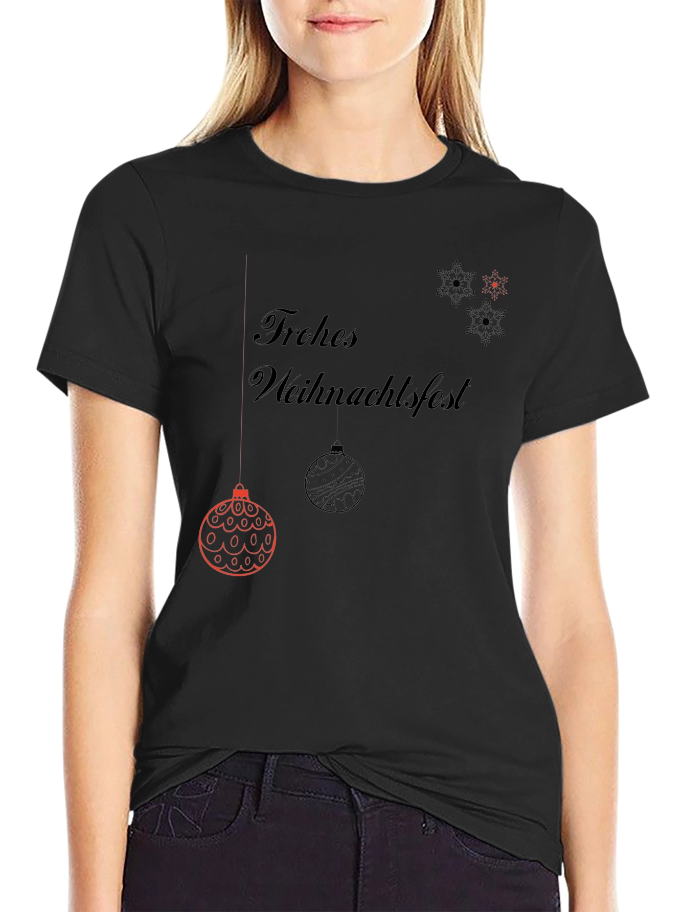 Frohes Weihnachtsfest Black Graphic Tee