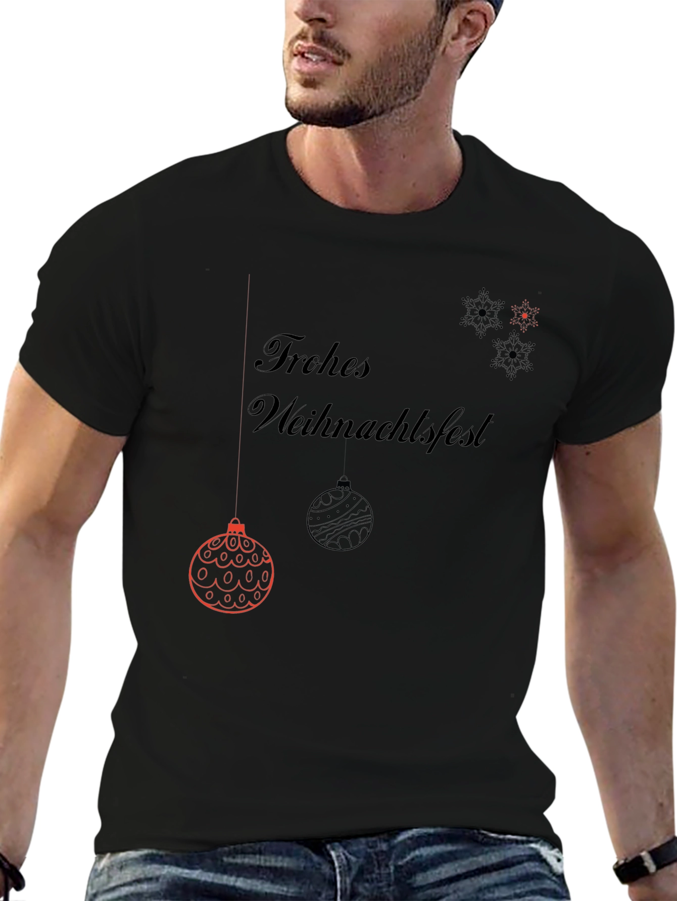 Frohes Weihnachtsfest Black Graphic Tee