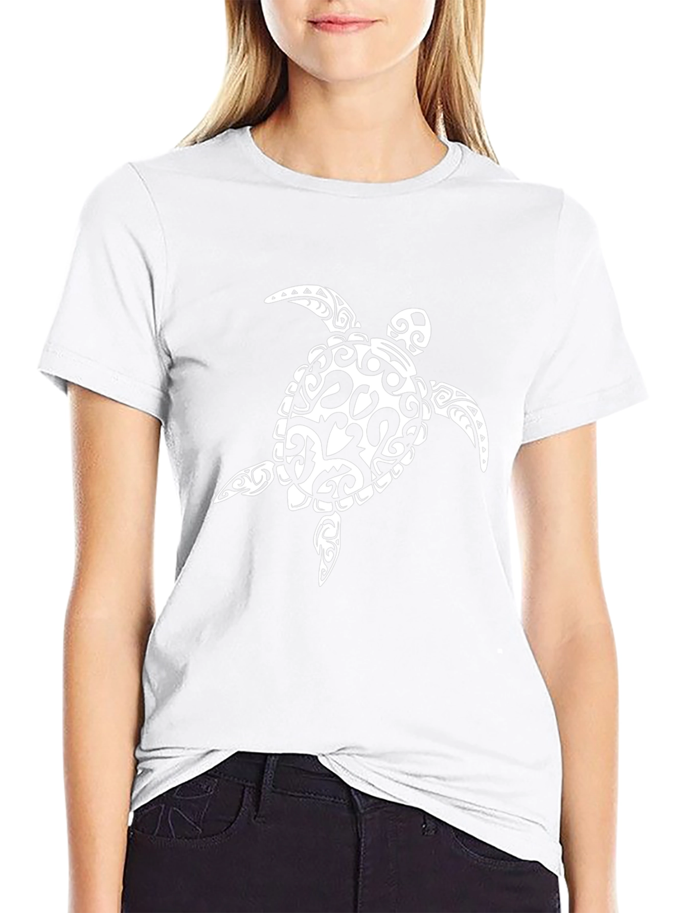 Tribal Turtle Graphic Tee - Black Cotton T-Shirt