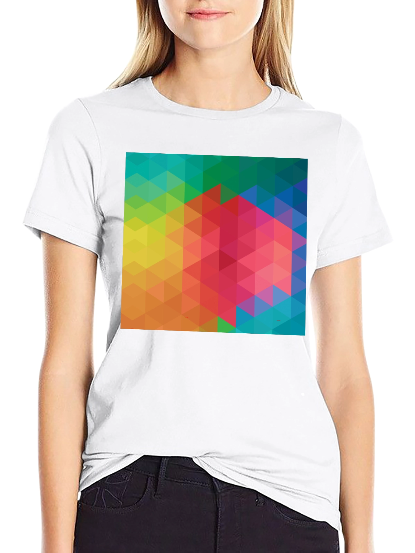 Geometric Triangle Pattern Tee - Modern Art Shirt
