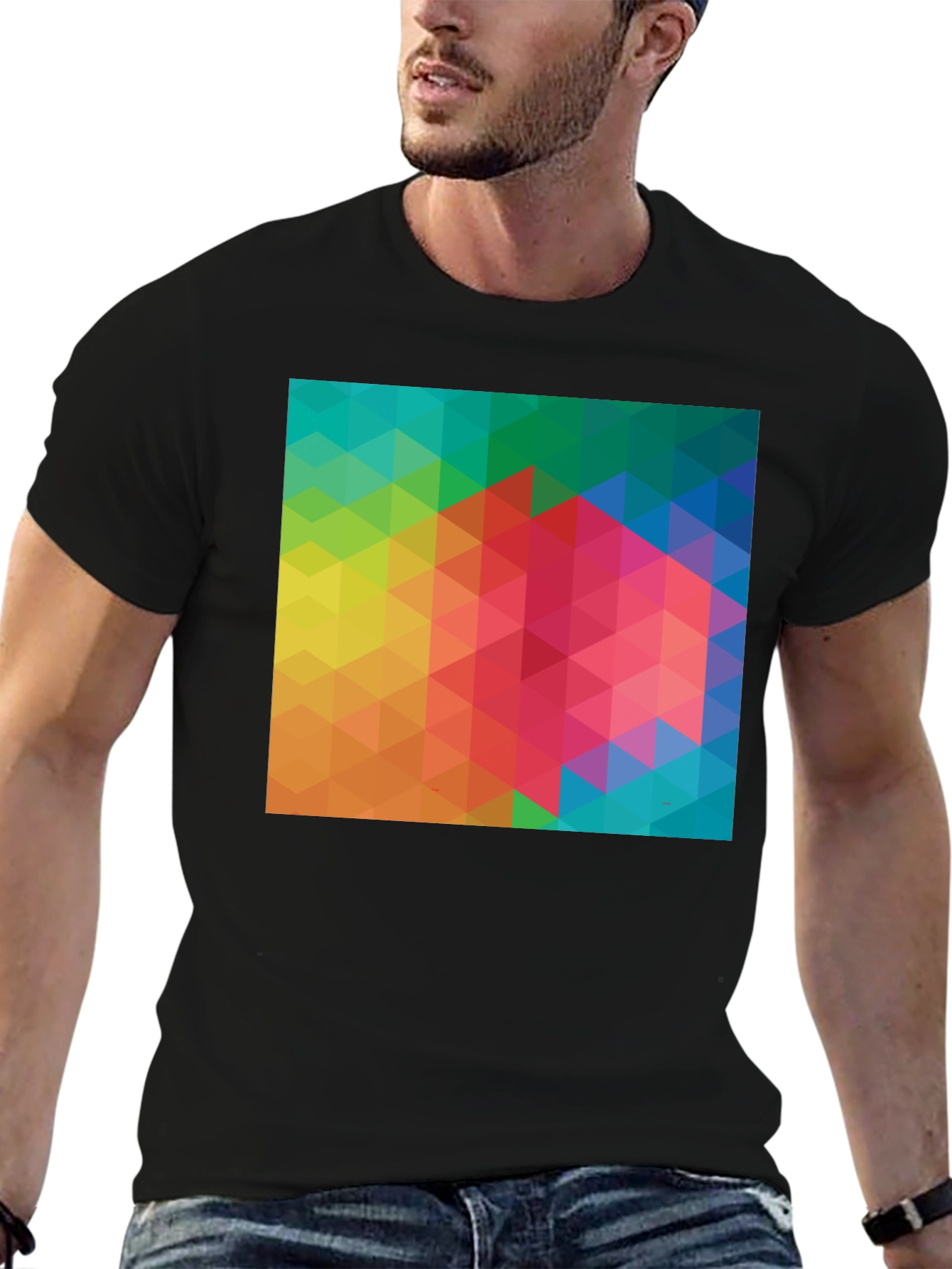 Geometric Triangle Pattern Tee - Modern Art Shirt
