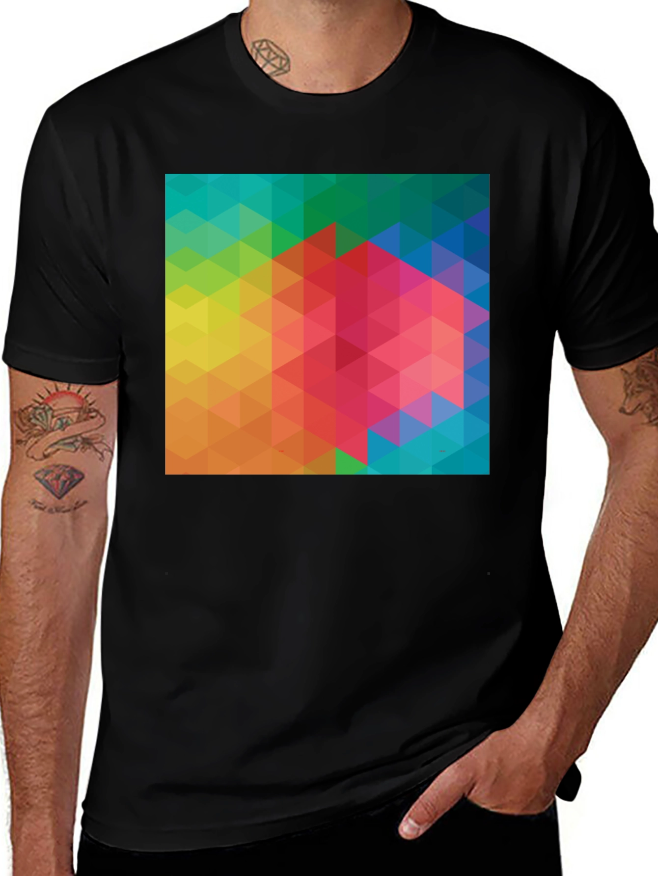 Geometric Triangle Pattern Tee - Modern Art Shirt
