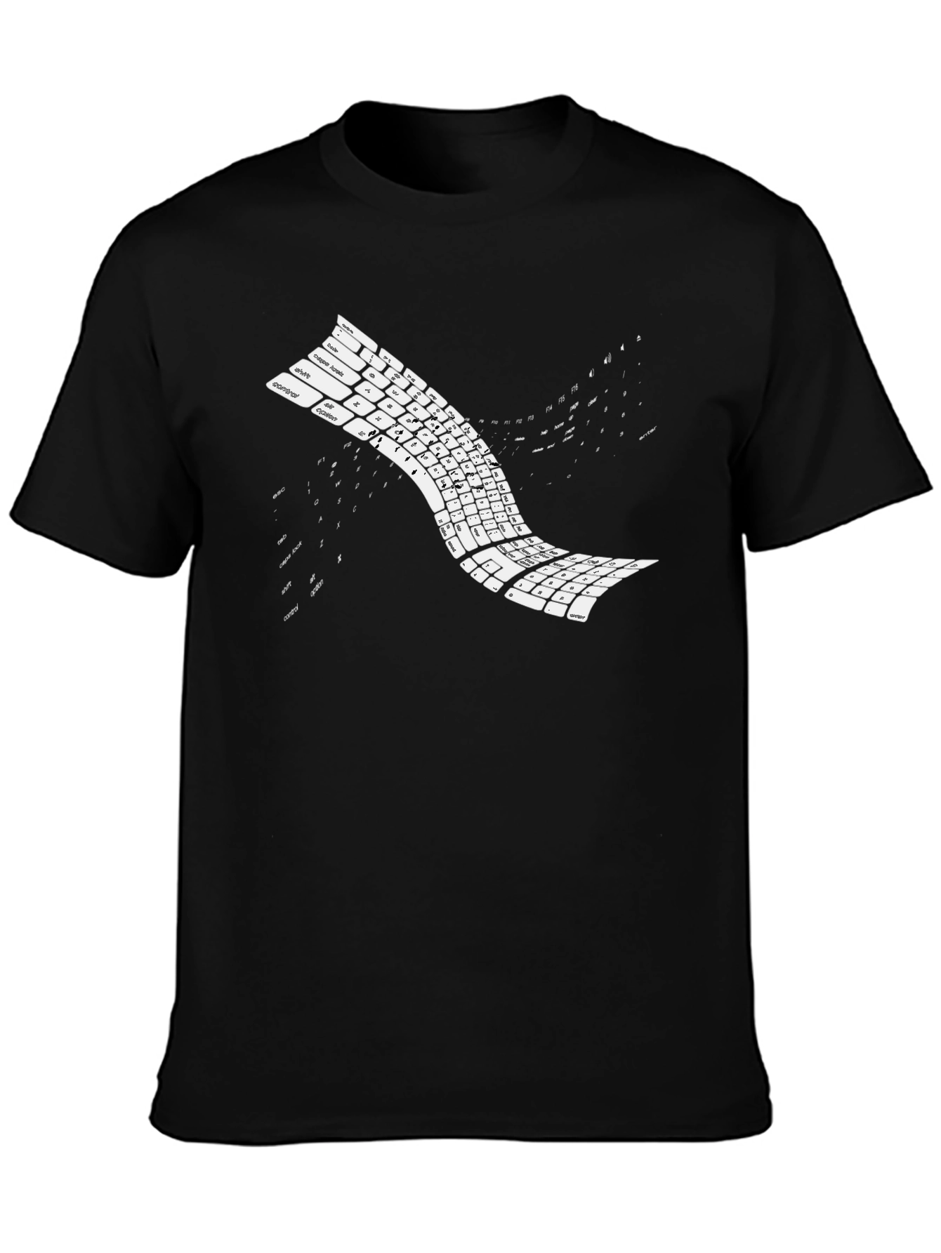 Keyboard Wave Black T-Shirt - Programmer Style
