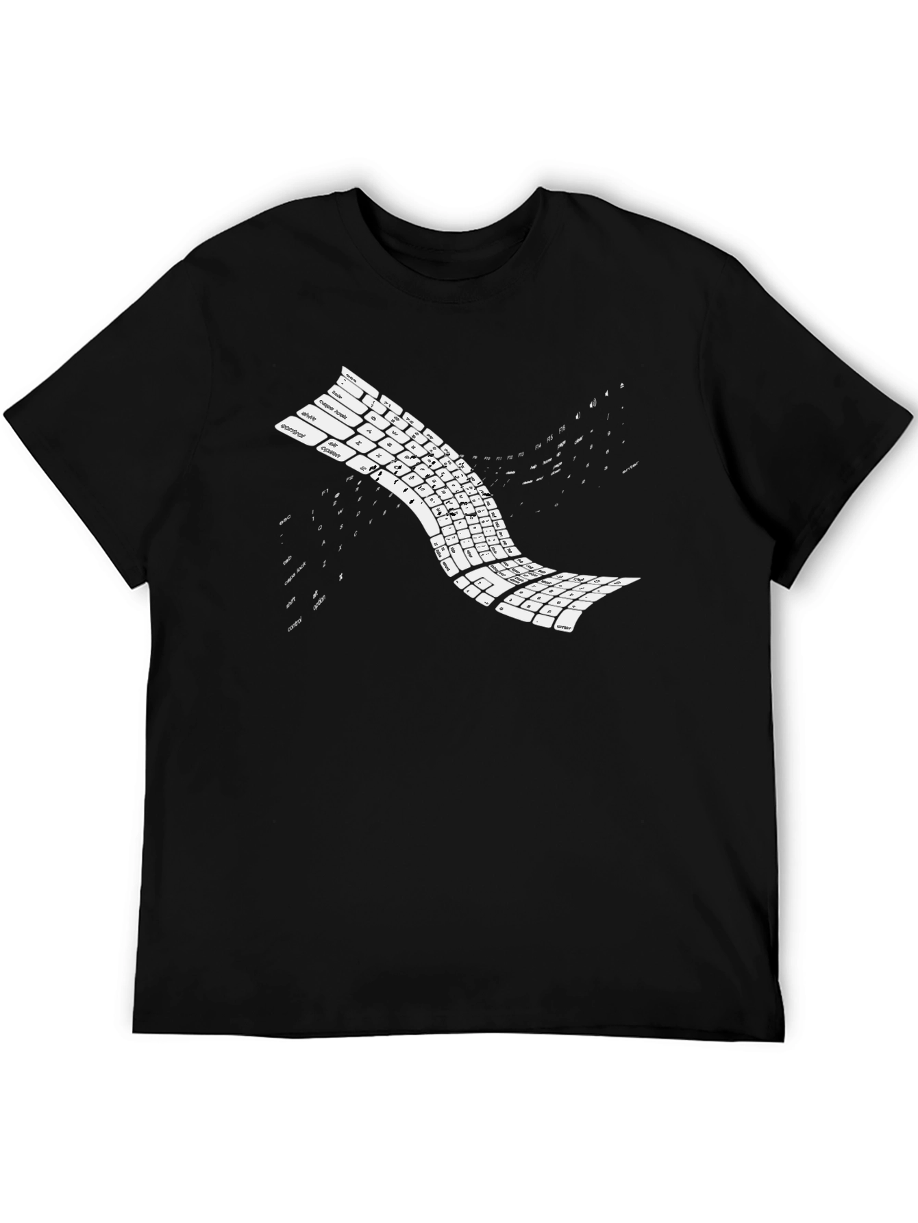 Keyboard Wave Black T-Shirt - Programmer Style