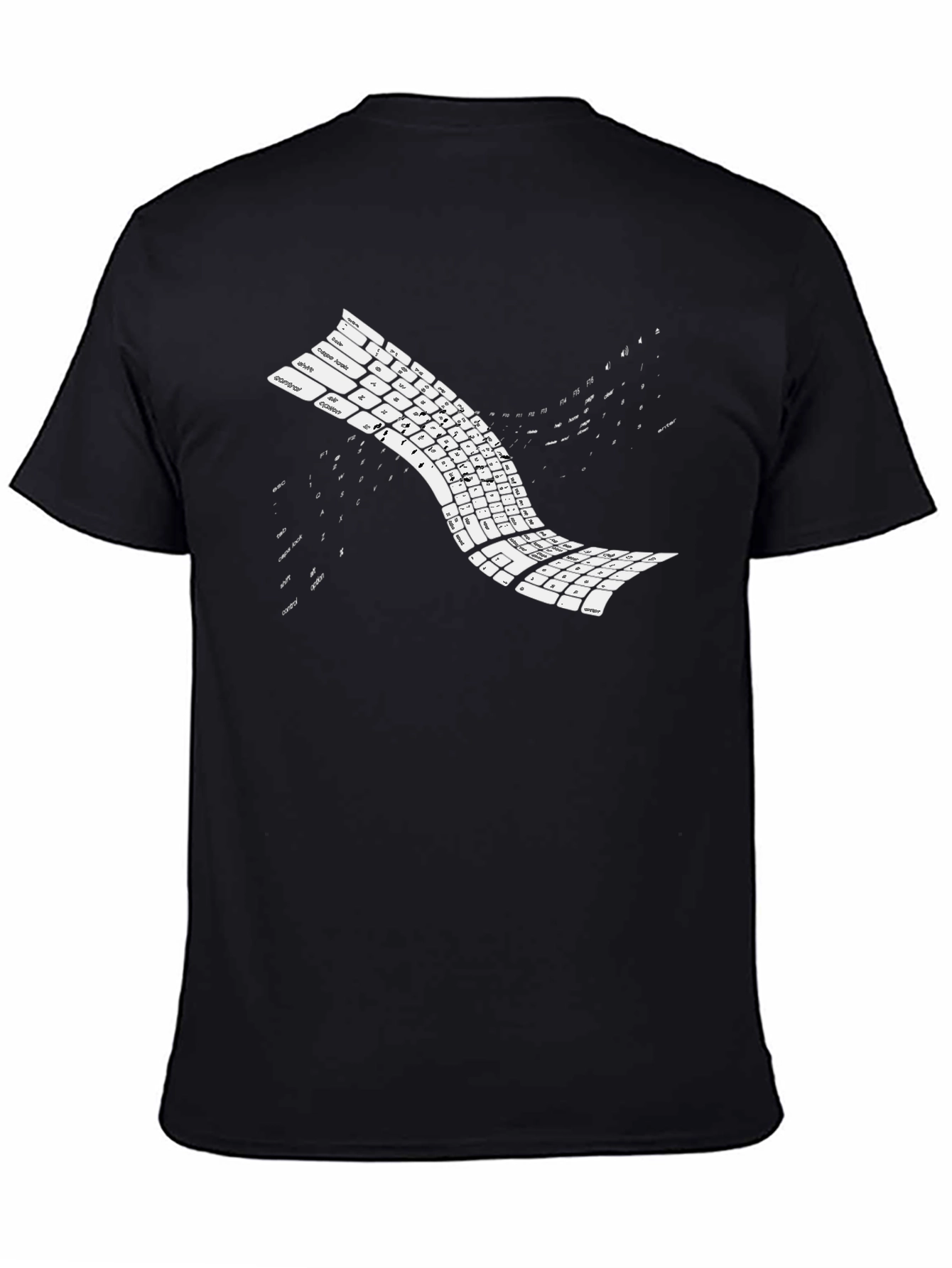 Keyboard Wave Black T-Shirt - Programmer Style