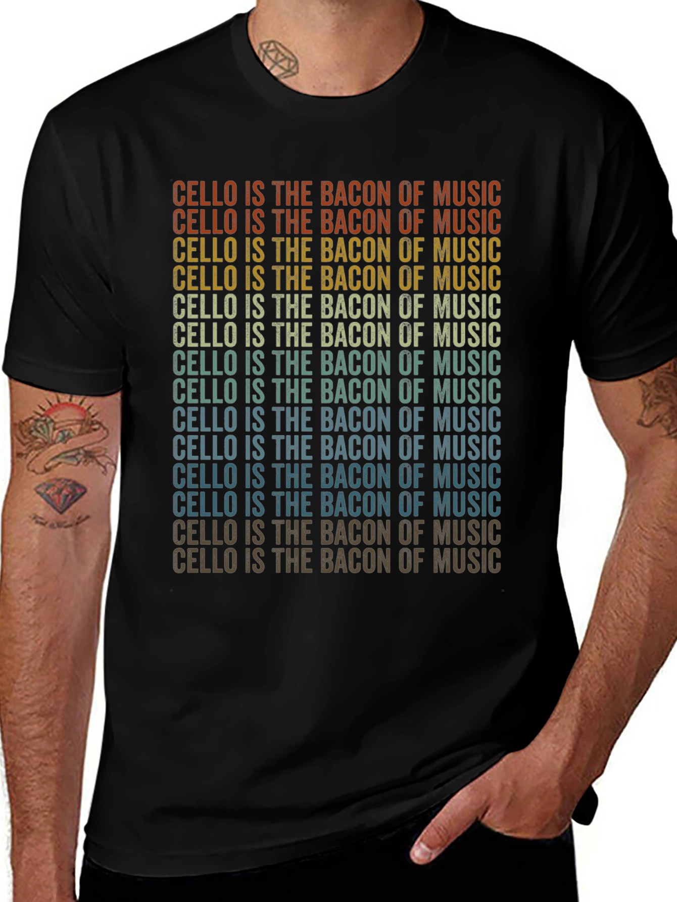 Cello is the Bacon of Music Black Graphic T-Shirt
