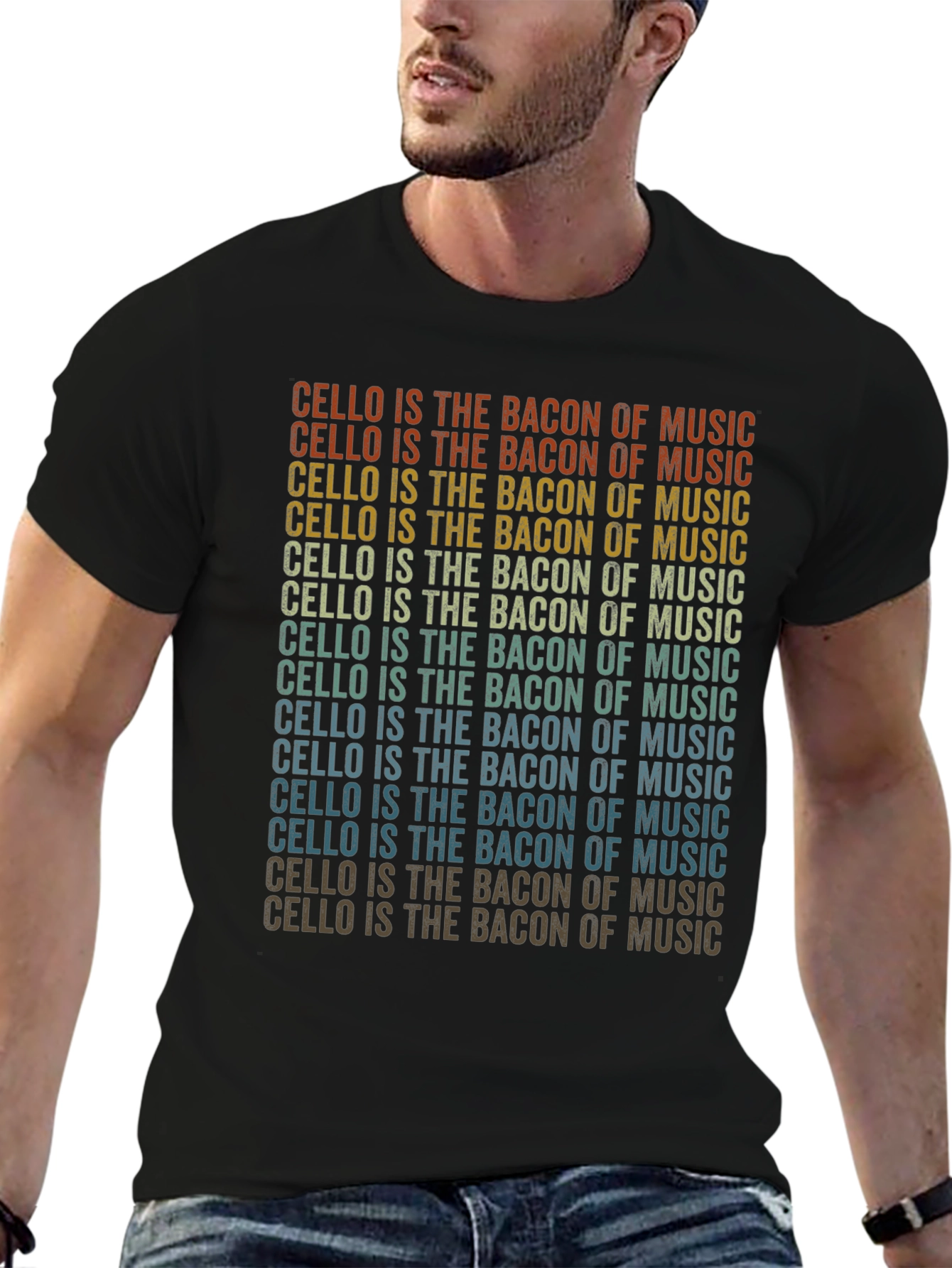 Cello is the Bacon of Music Black Graphic T-Shirt