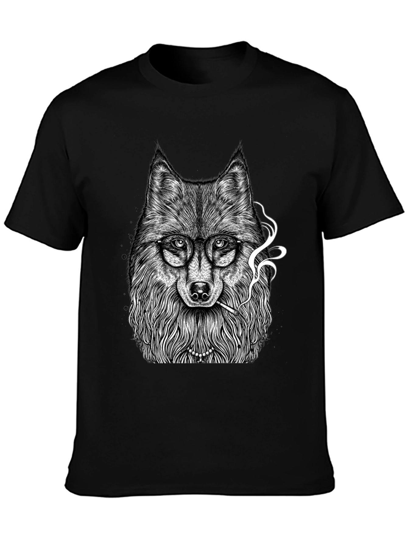 Smoking Wolf Graphic Tee - Black