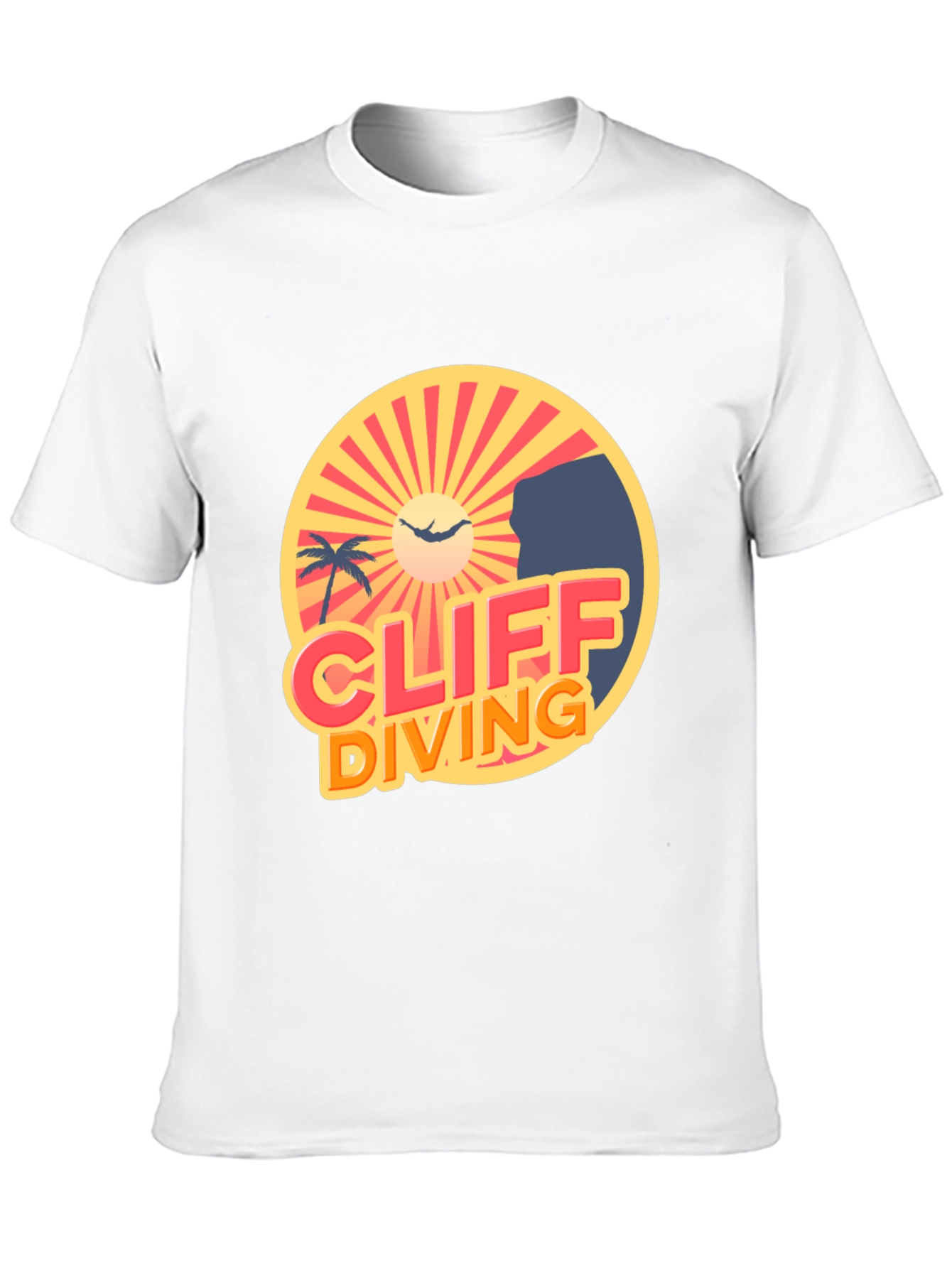 Cliff Diving Retro Graphic Tee - Black T-Shirt