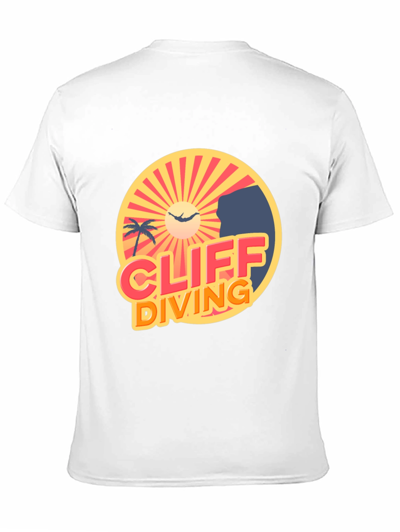 Cliff Diving Retro Graphic Tee - Black T-Shirt