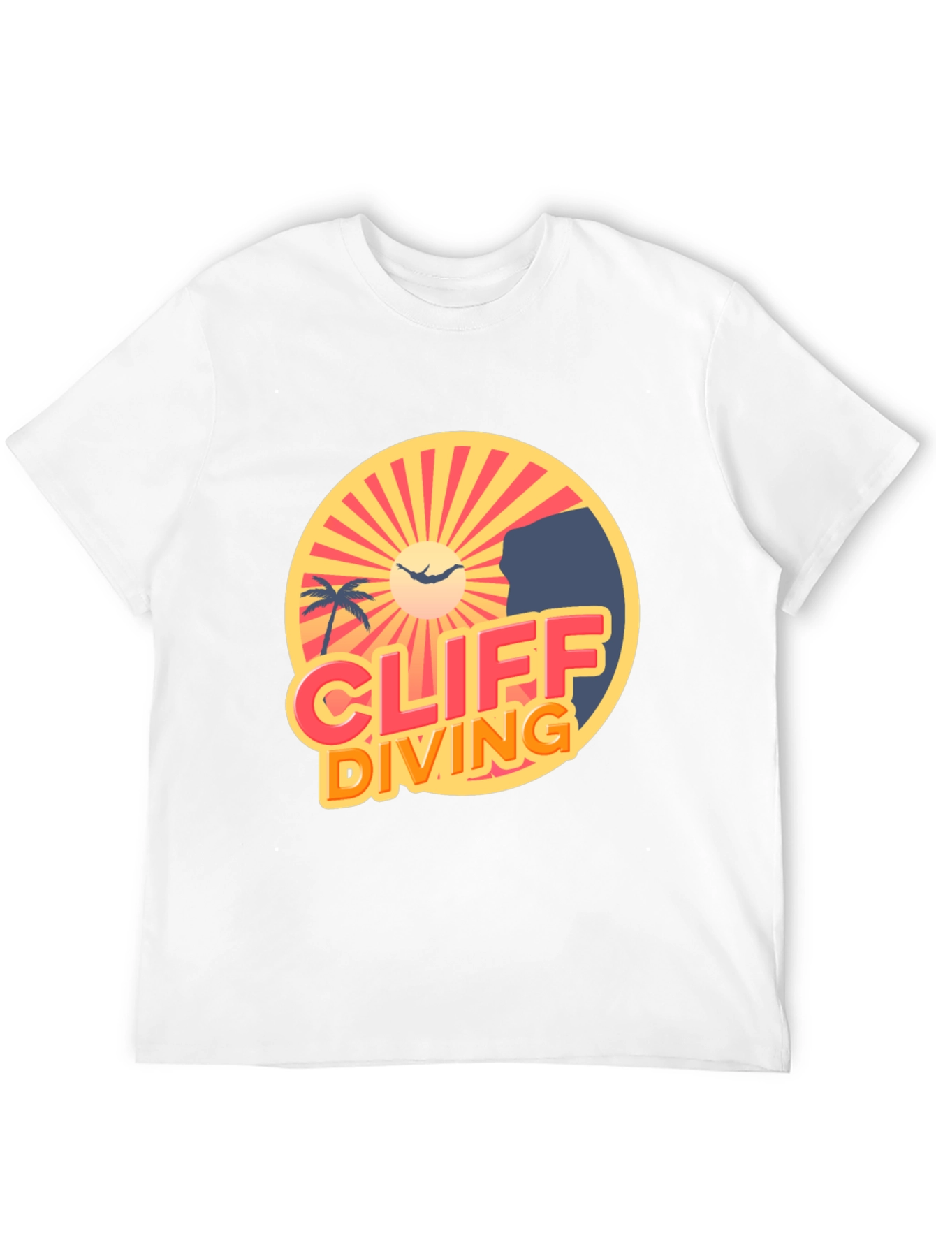 Cliff Diving Retro Graphic Tee - Black T-Shirt