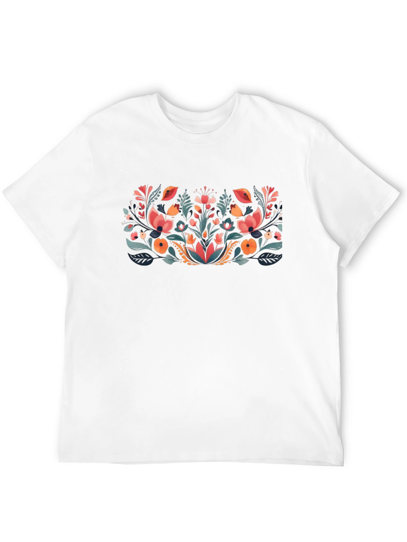 Floral Print Black Tee