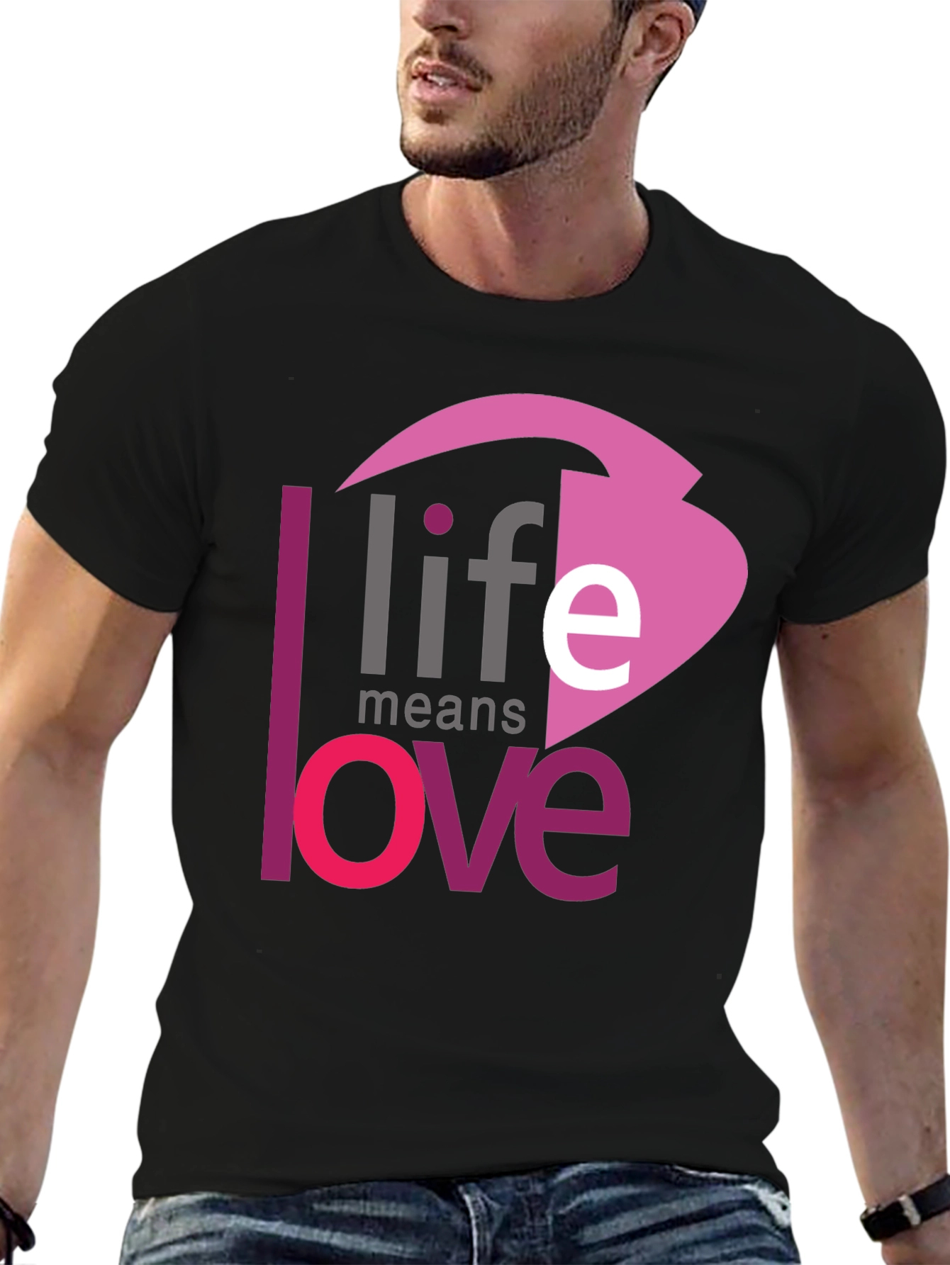 Life Means Love Graphic Black T-Shirt