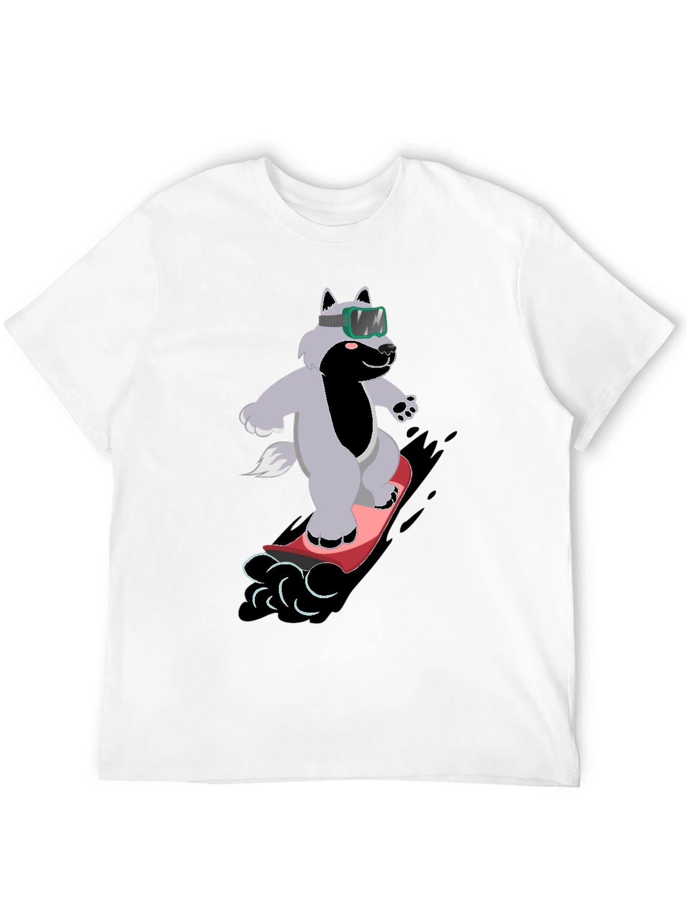 Wolf Snowboarder Black T-Shirt