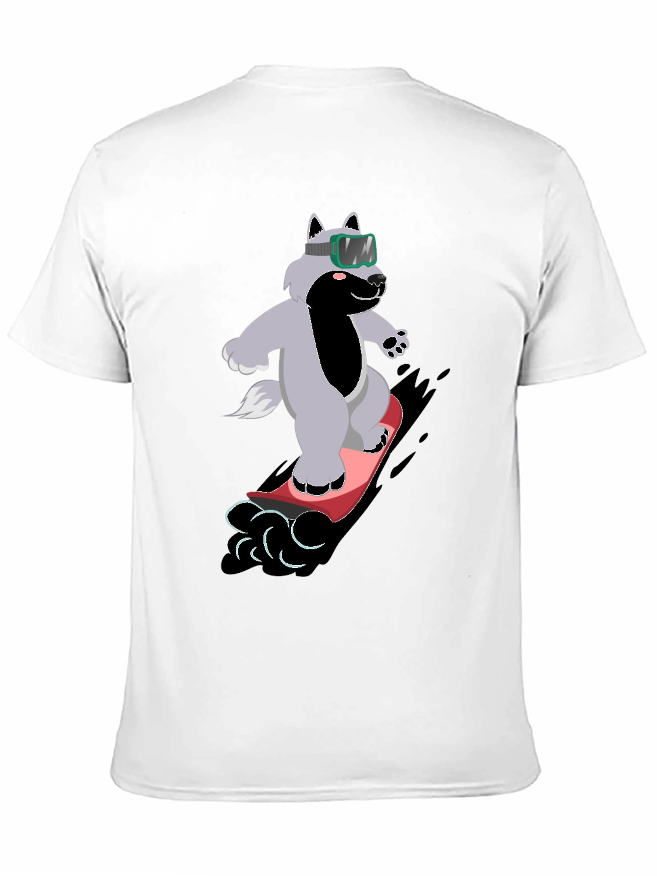 Wolf Snowboarder Black T-Shirt