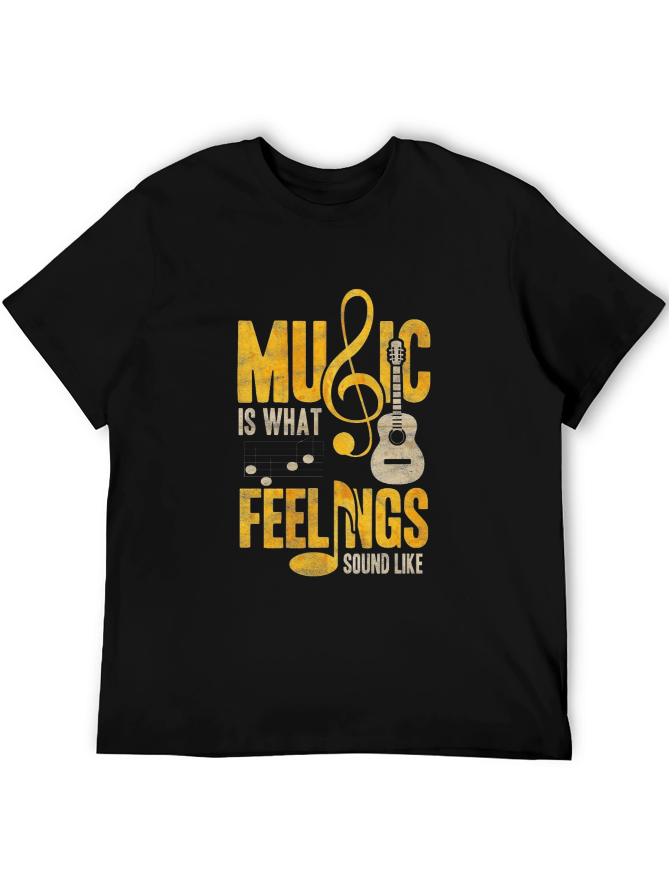 Music is What Feelings Sound Like Black T-Shirt