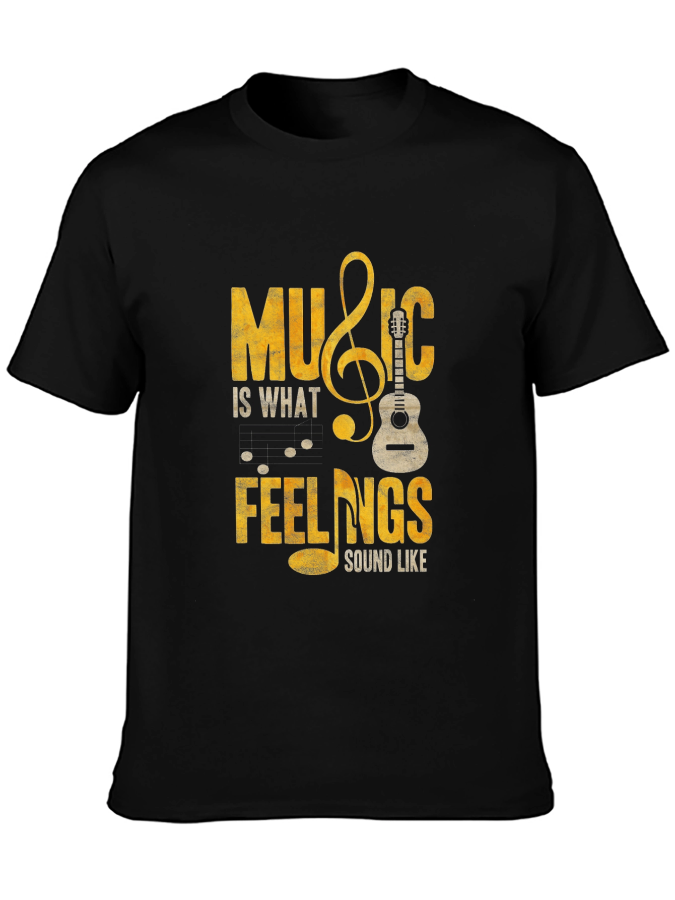 Music is What Feelings Sound Like Black T-Shirt