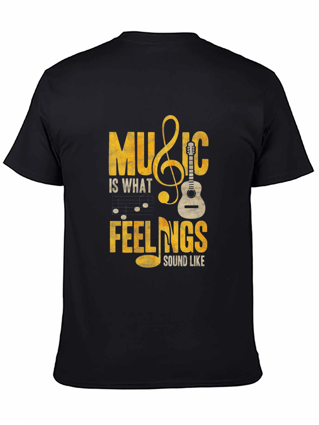 Music is What Feelings Sound Like Black T-Shirt