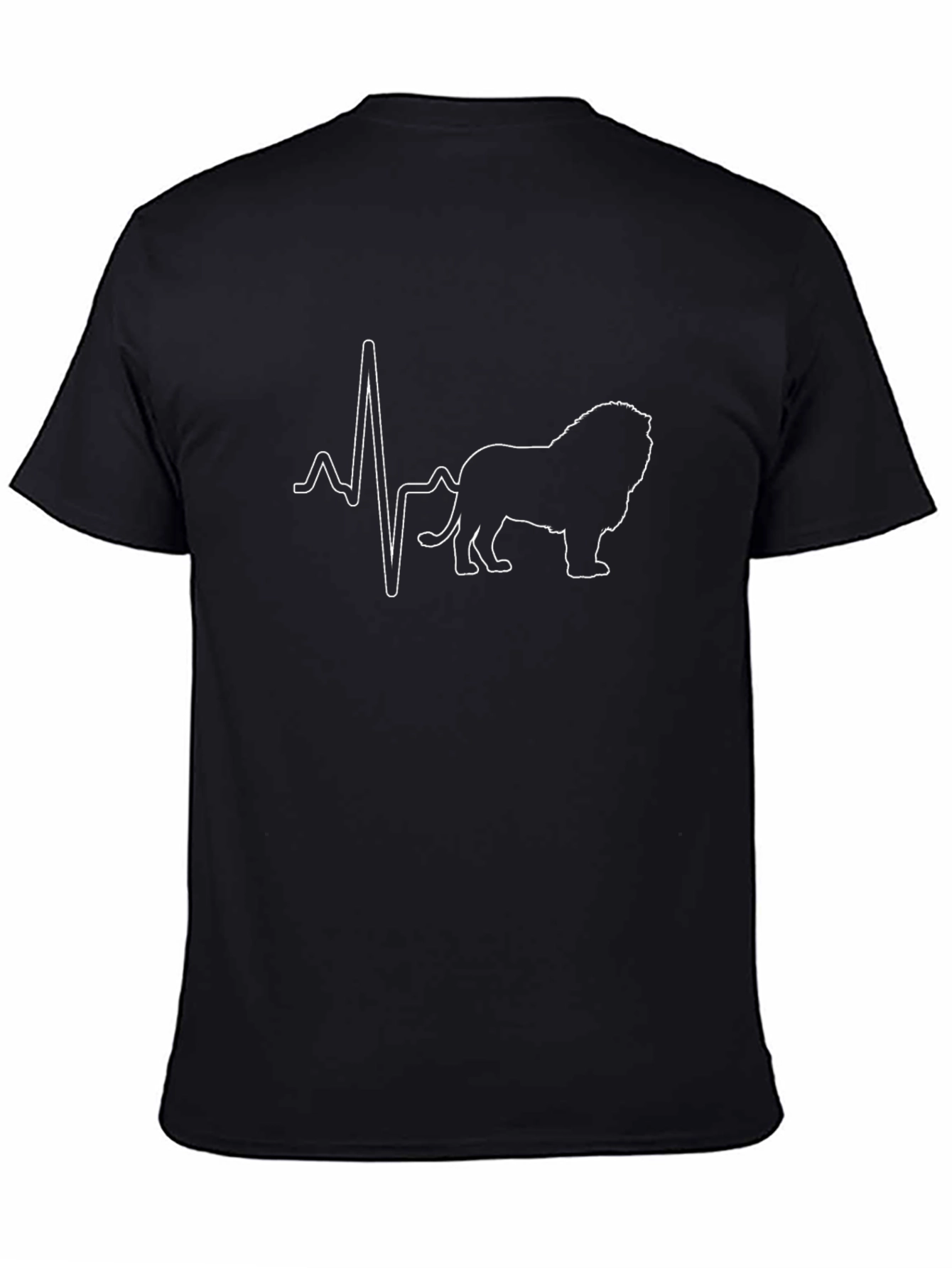 Lion Heartbeat Graphic Tee - Stylish Black T-Shirt