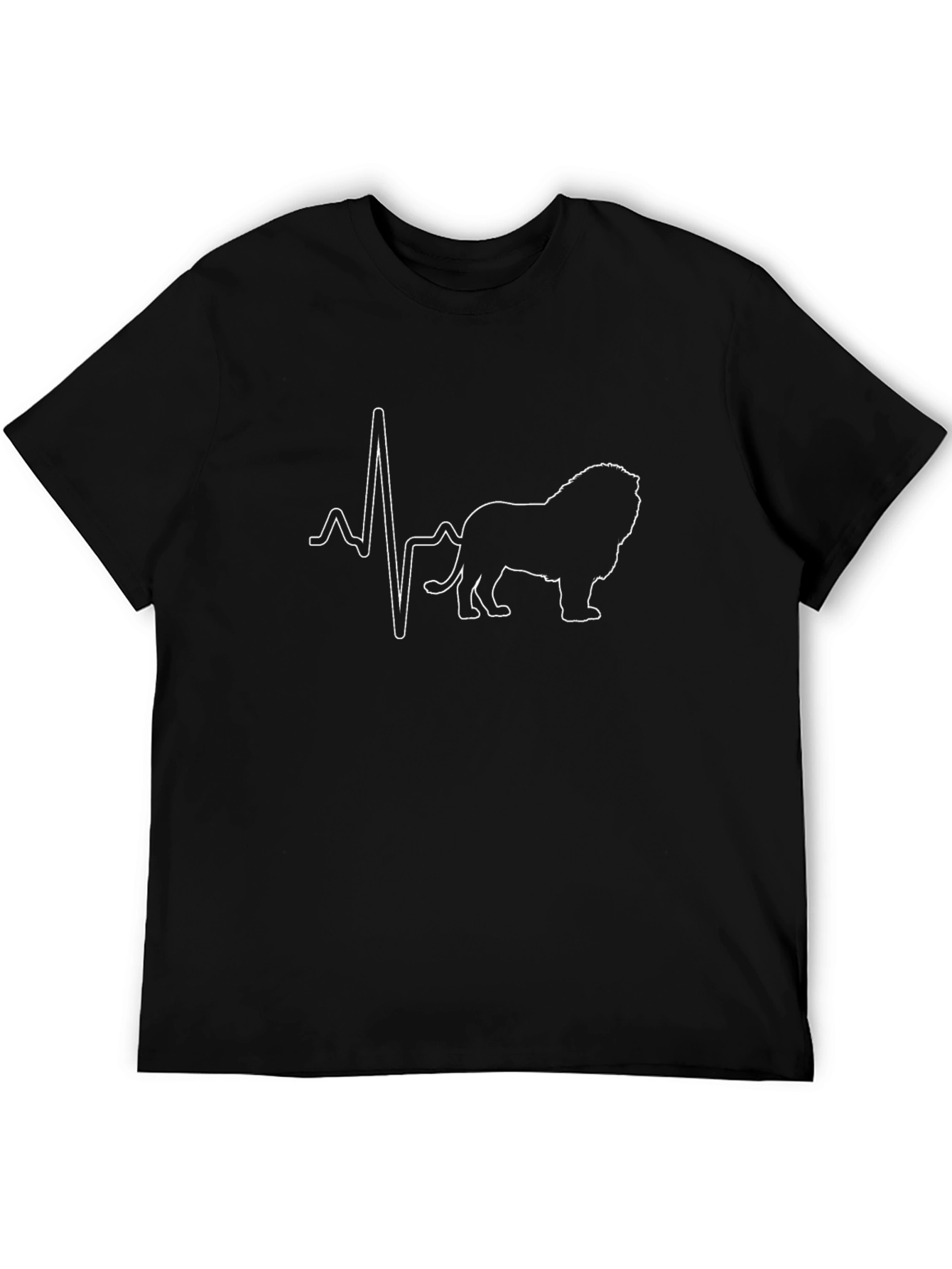 Lion Heartbeat Graphic Tee - Stylish Black T-Shirt