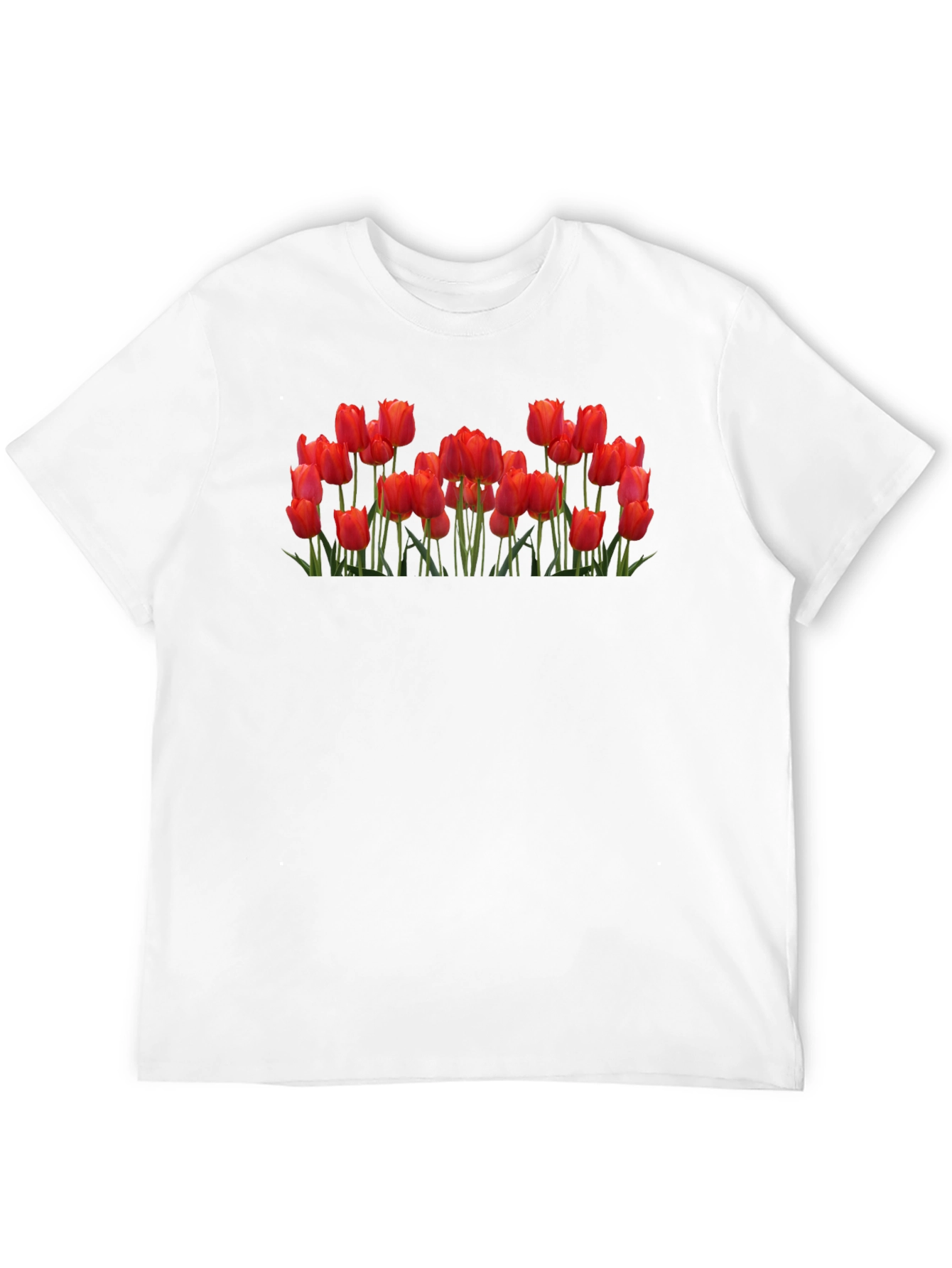 Tulip Garden Black Tee - Floral Graphic T-Shirt