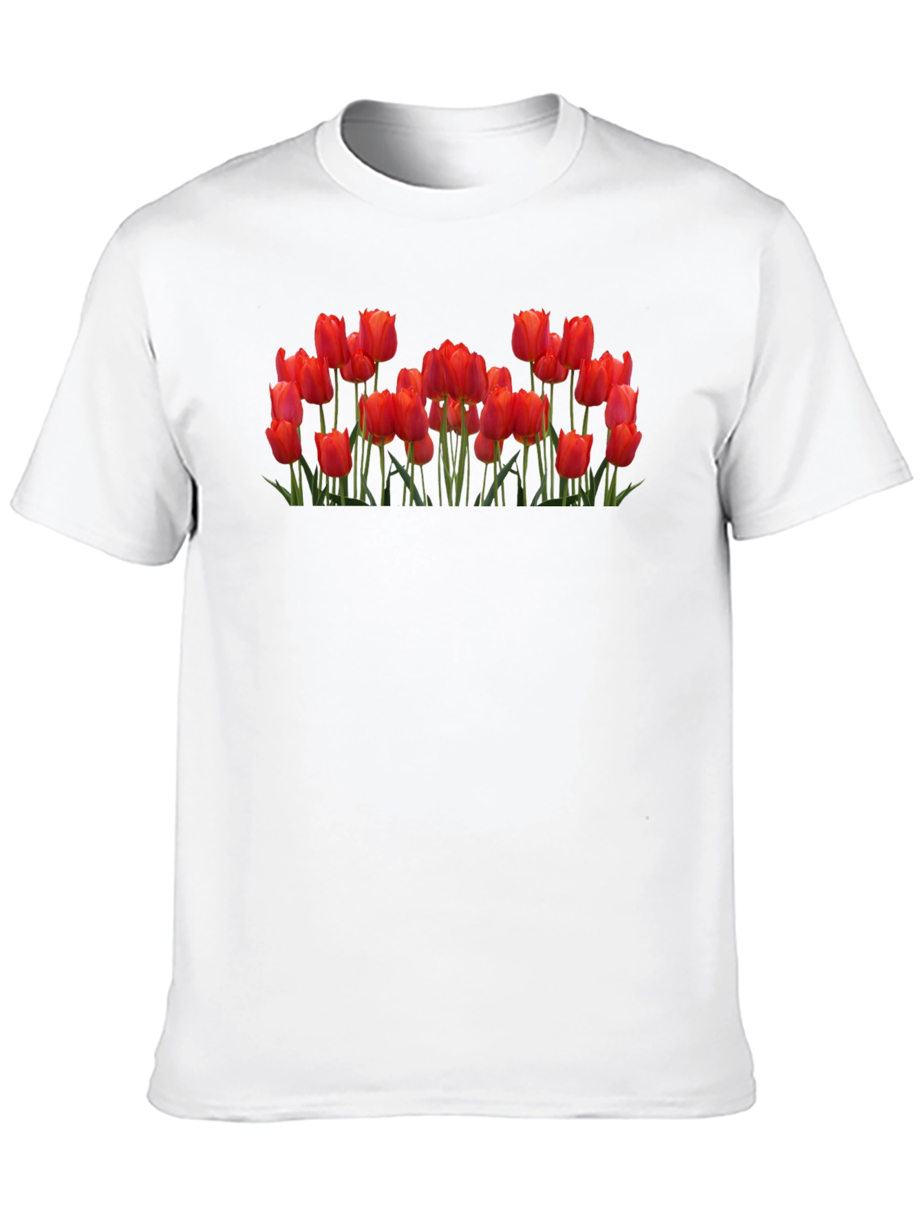 Tulip Garden Black Tee - Floral Graphic T-Shirt