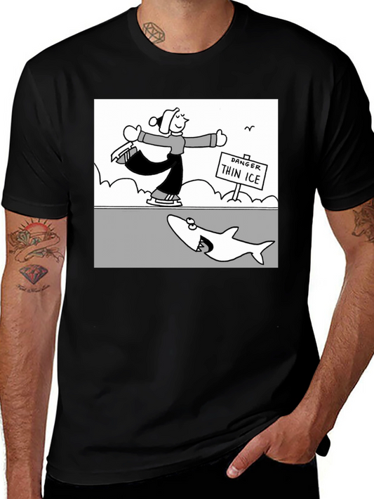 Danger Thin Ice Cartoon T-Shirt